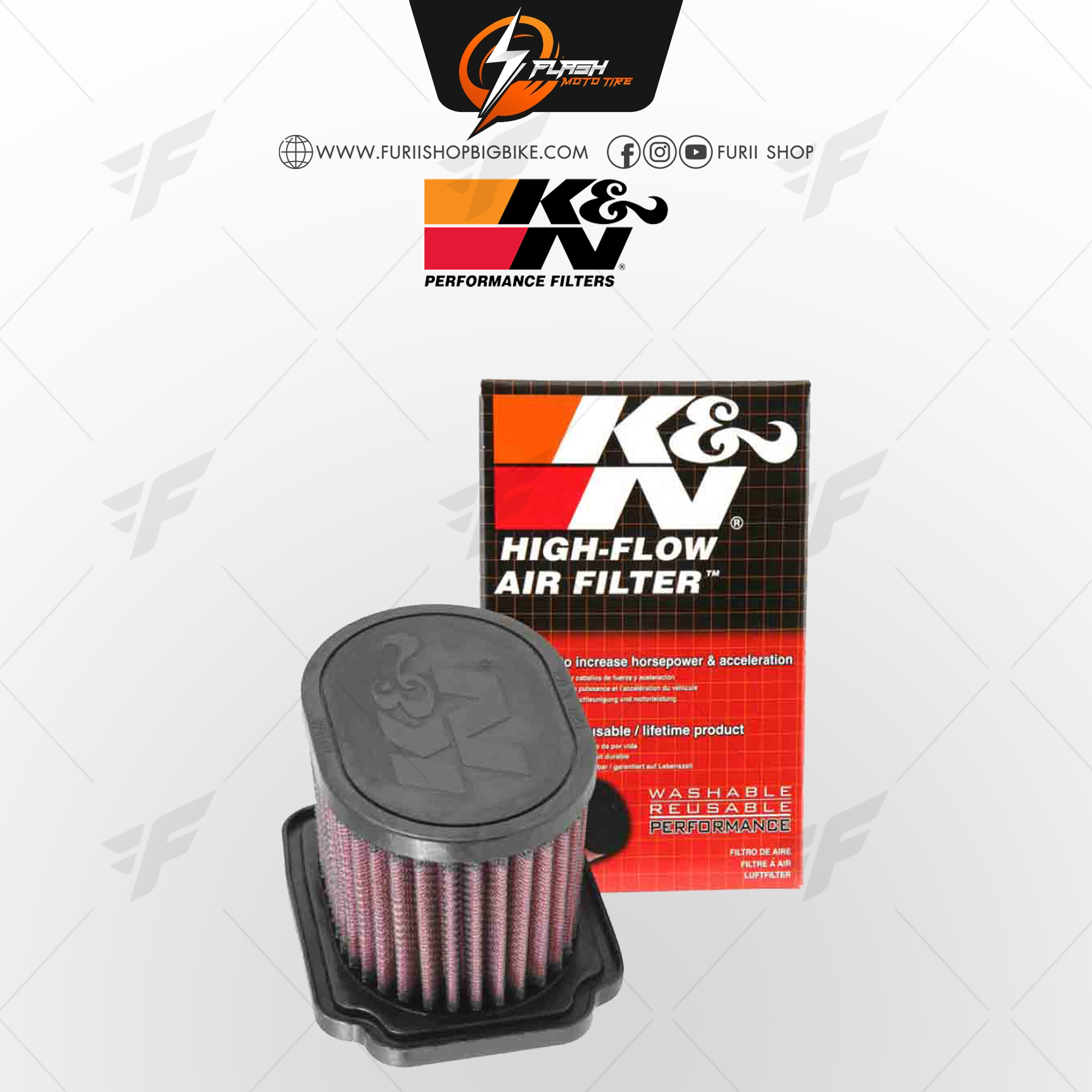 กรองอากาศ K&N สำหรับ YAMAHA