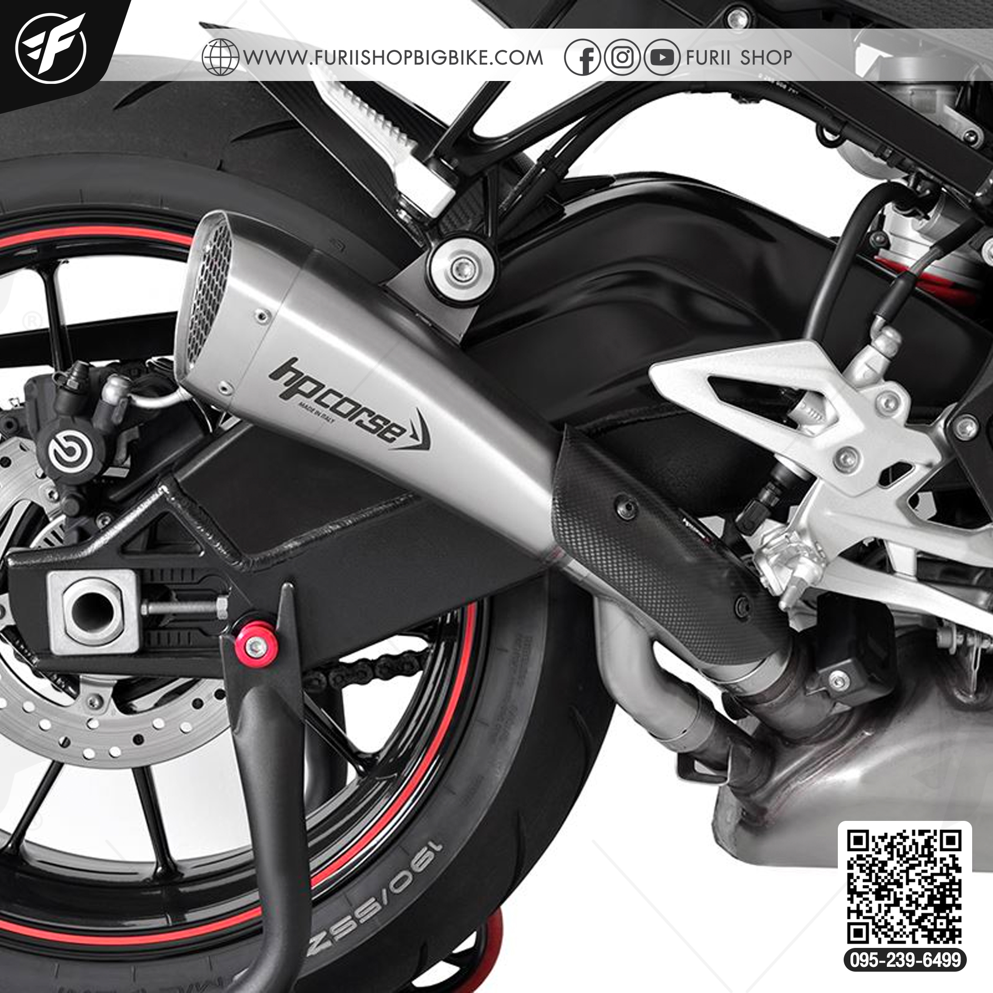 ท่อ HP corse Titanium Shorty Slip on for BMW S1000R 2014-2016