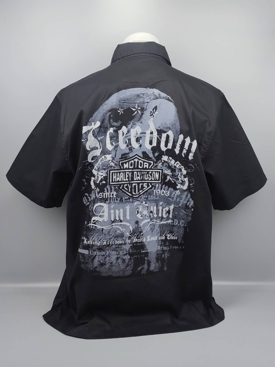 เสื้อ Shirt H-D พิมพ์ลาย โลโก้ อินทรีย์เทา ดำ ไซส์ L,XL