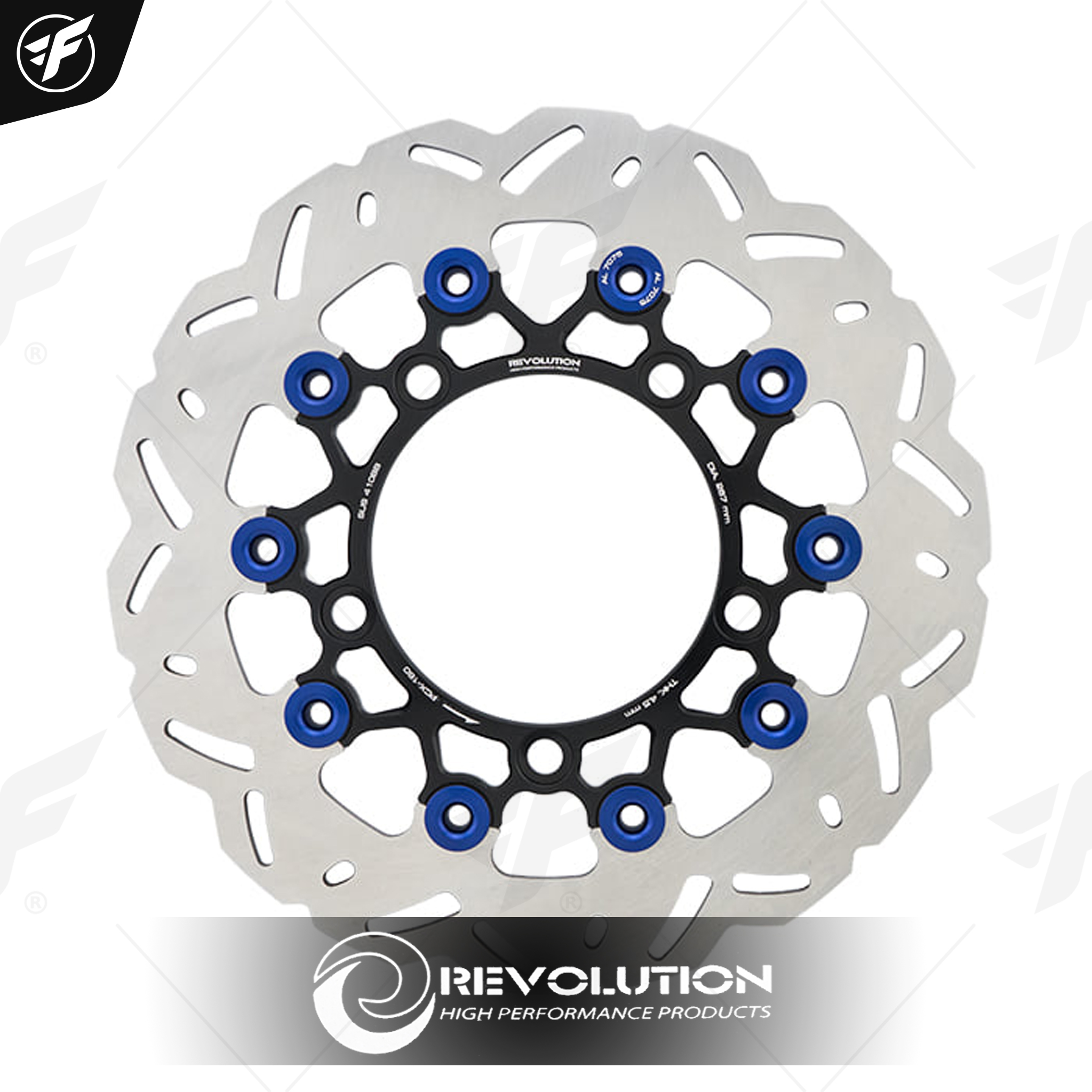 จานดิสเบรคหน้า ลายหยัก 4.5mm REVOLUTION V3 PCX-160 จาน267mm ดำหมุดน้ำเงิน