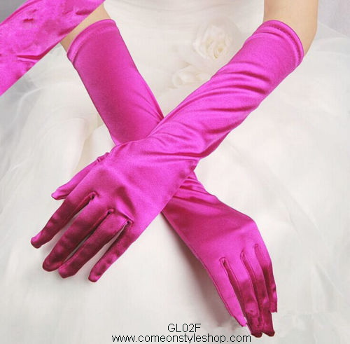 ถุงมือออกงาน แบบยาว 15 นิ้ว ผ้าซาติน เรียบหรู วินเทจสไตล์ ถุงมือเจ้าสาว ออกงาน การแสดง ปาร์ตี้
