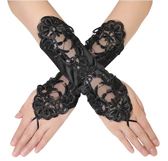 ถุงมือออกงาน สีดำ แบบยาว black glove