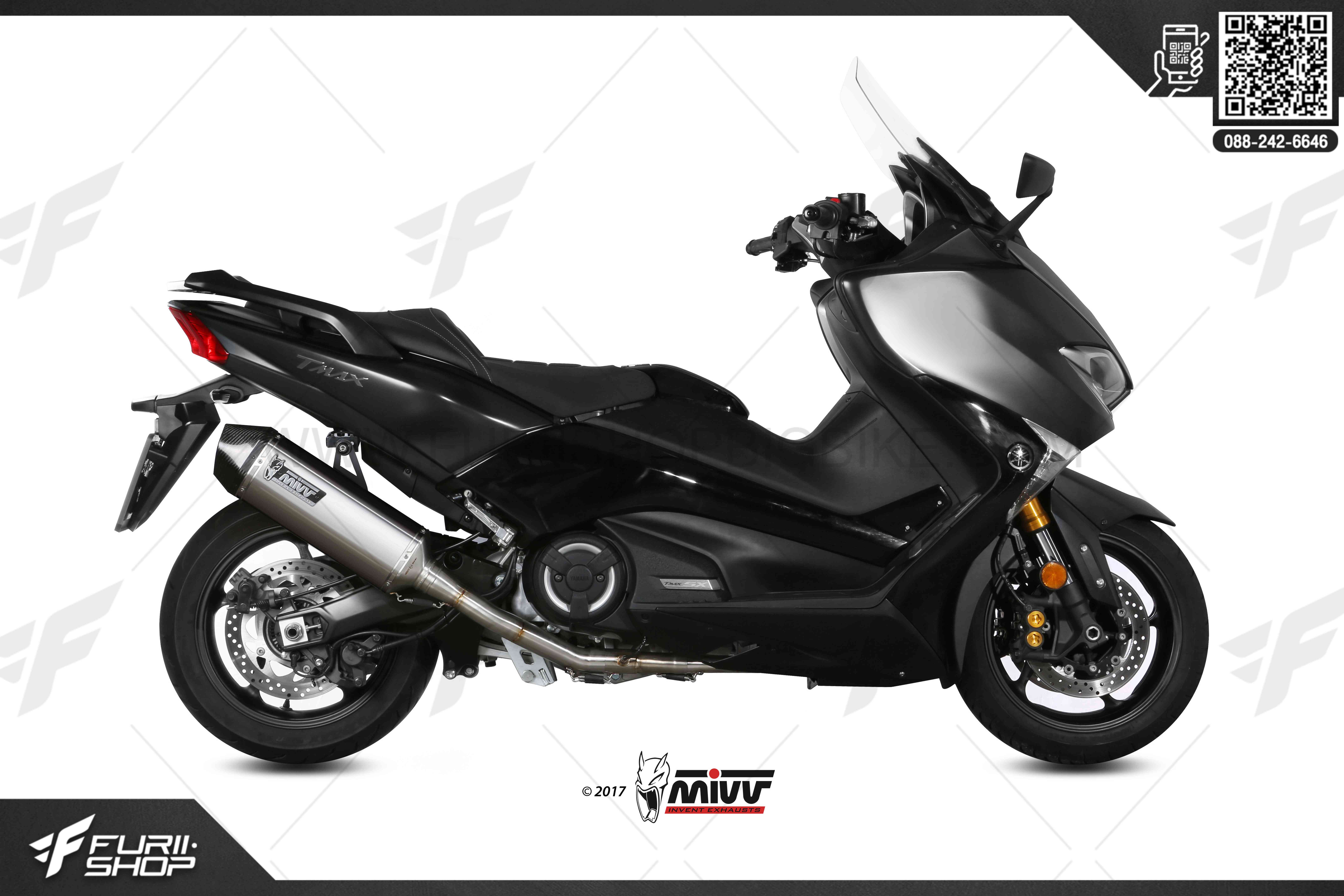 ท่อมอเตอร์ไซค์ MIVV FOR YAMAHA T-MAX 530 SPEED EDGE ST STEEL CARBON CAP ท่อแต่ง ท่อสูตร ท่อบิ๊กไบค์ ท่อBigbike ท่อไอเสีย