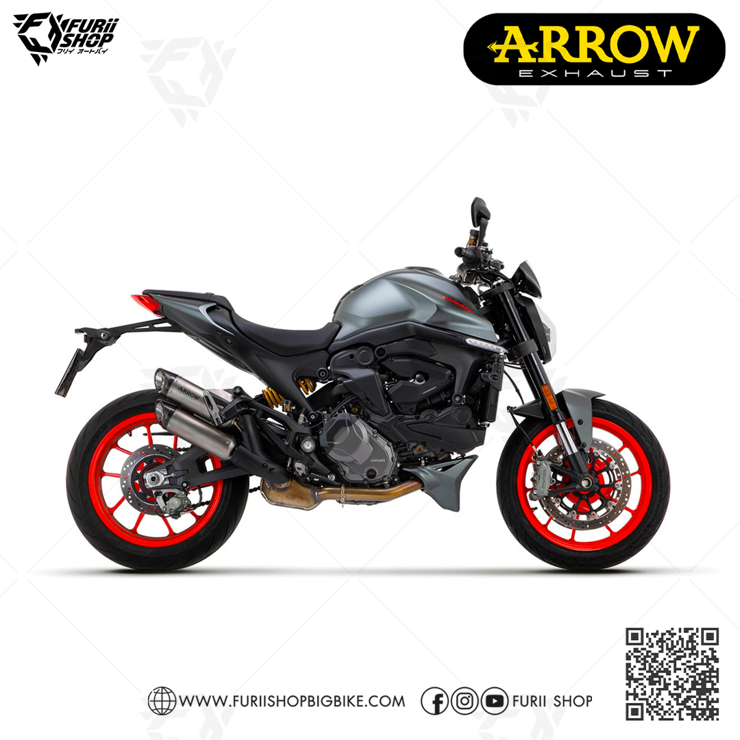 ท่อมอเตอร์ไซค์ Arrow Slip on Twin Titanium : for Ducati Hypermotard 950 2019-2022