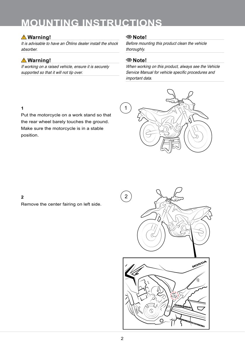โช๊คหลังแต่ง Ohlins HO729 For Honda CRF250L (Asian Version) ปี 2017-2020
