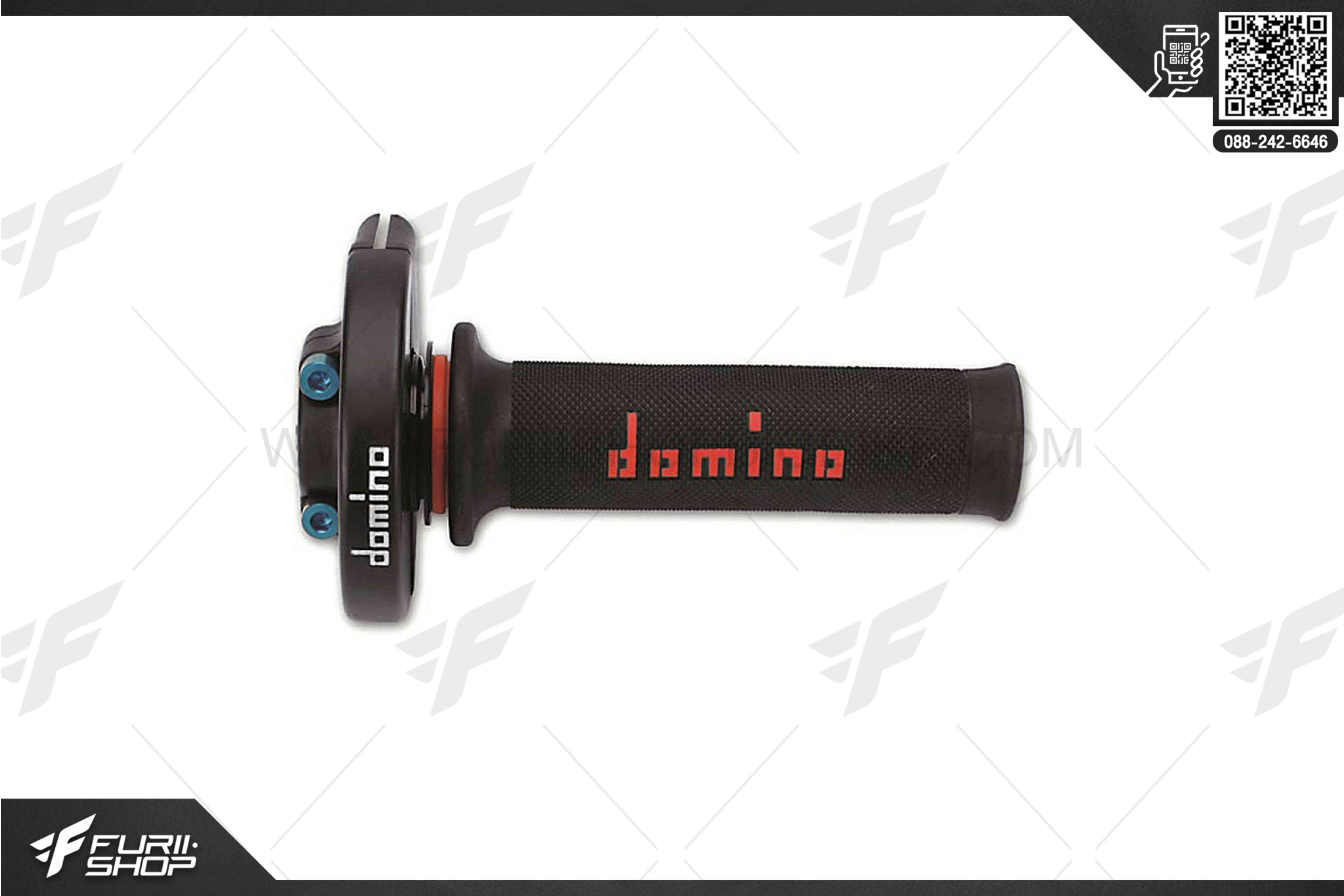 ประกับ Domino รุ่น Single-cylinder with Ergal bolts and screws and two-colour grip Black/Red