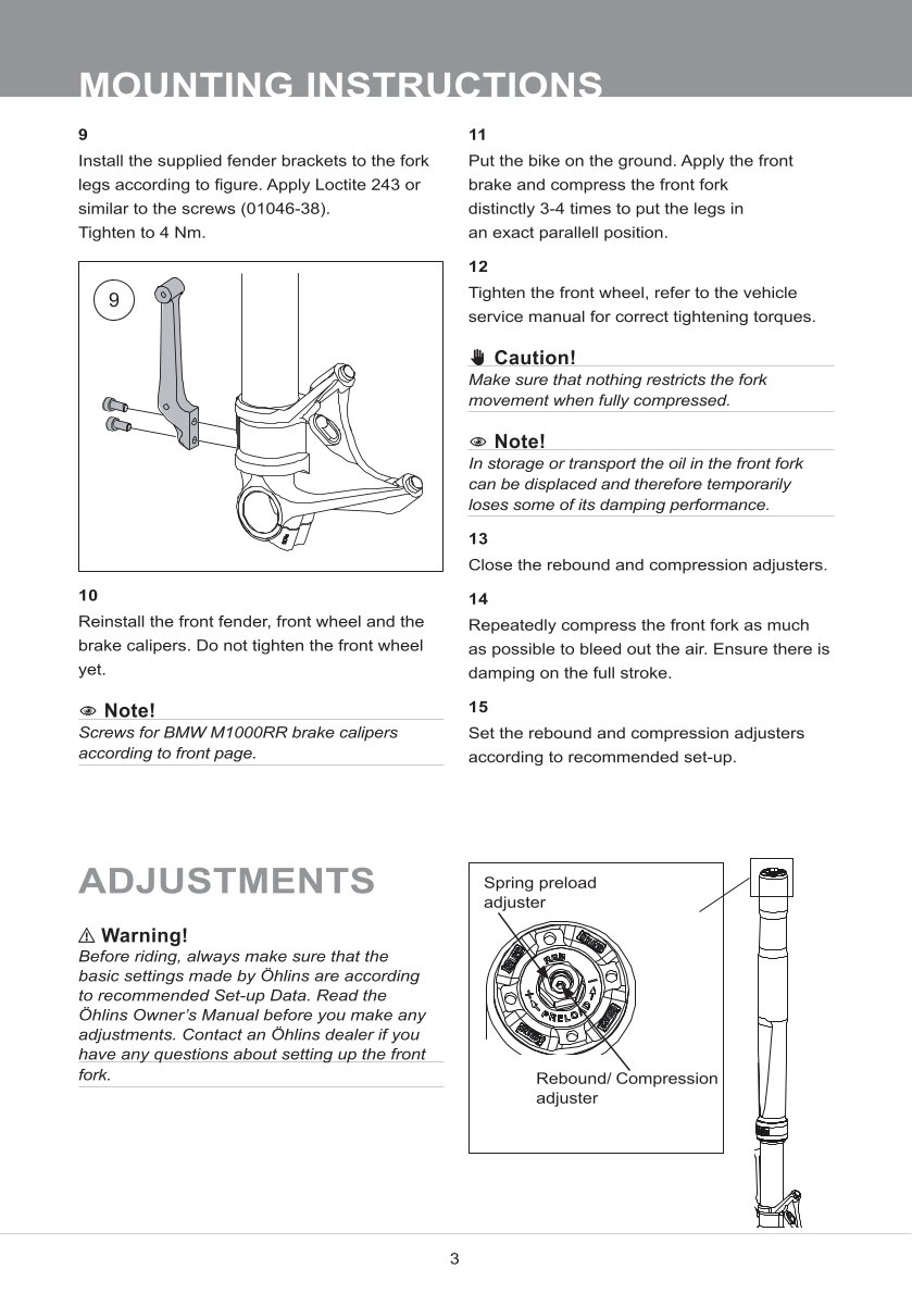 โช้คหน้า OHLINS FGRT232 FOR BMW S 1000 RR 2019-2023