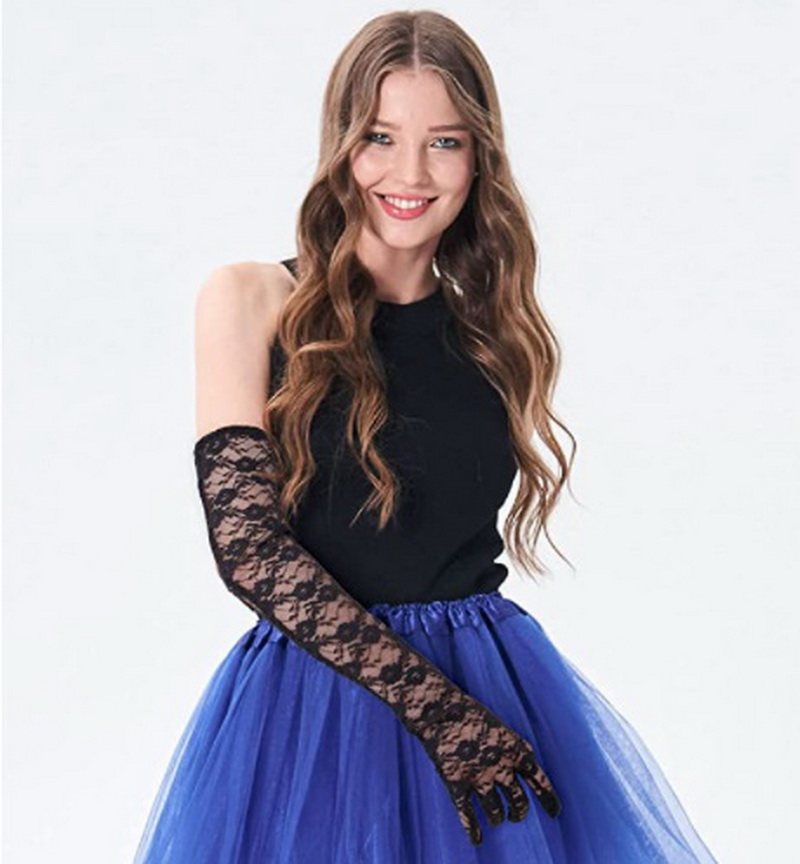 ถุงมือออกงาน สีดำ แบบยาว black glove