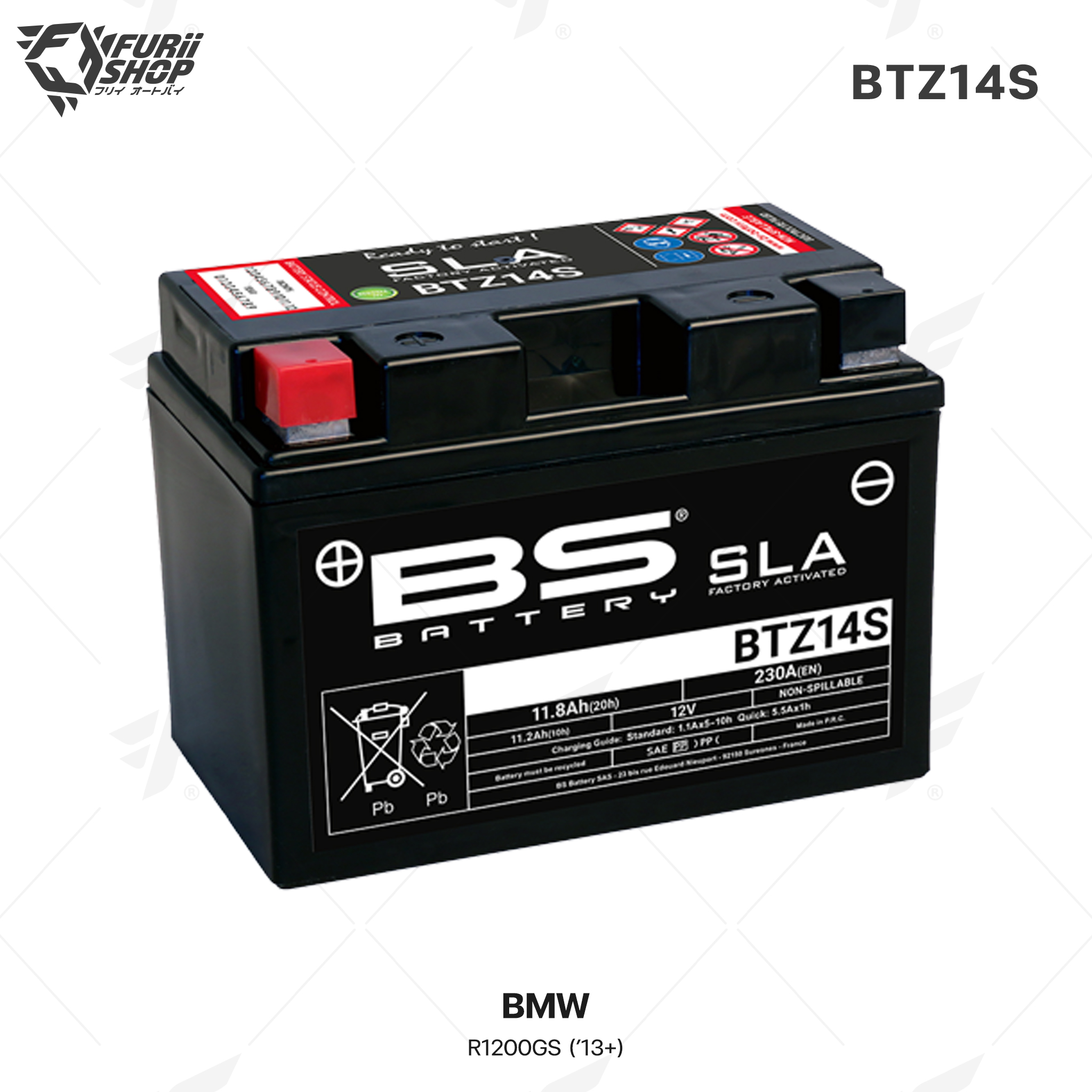 BS Battery รุ่น BTZ14S (FA) SLA FOR BMW R1200GS ('13+)