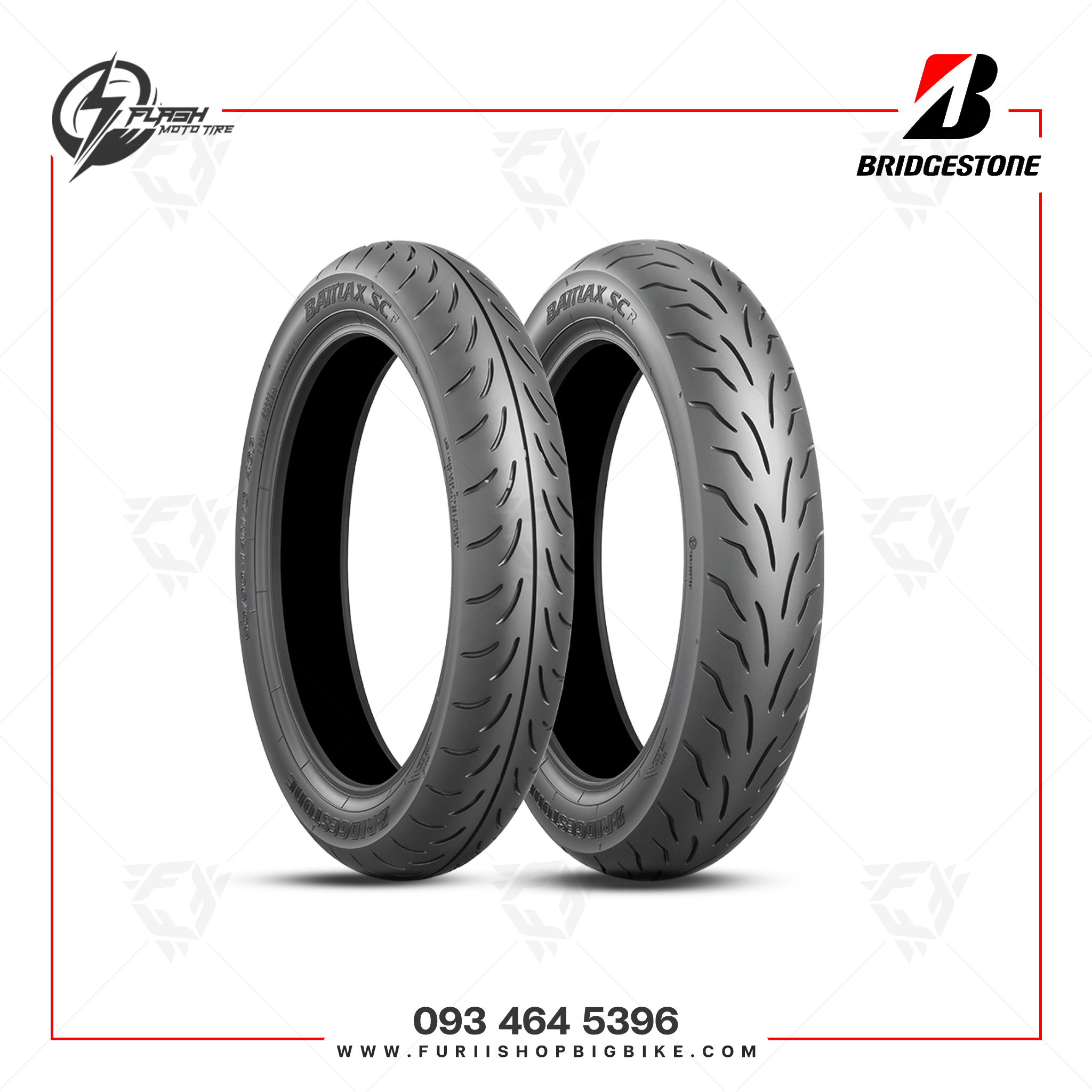 ยางมอเตอร์ไซค์ Bridgestone Battlax SC : F 120/70-15 + R 140/70-14 Spec S