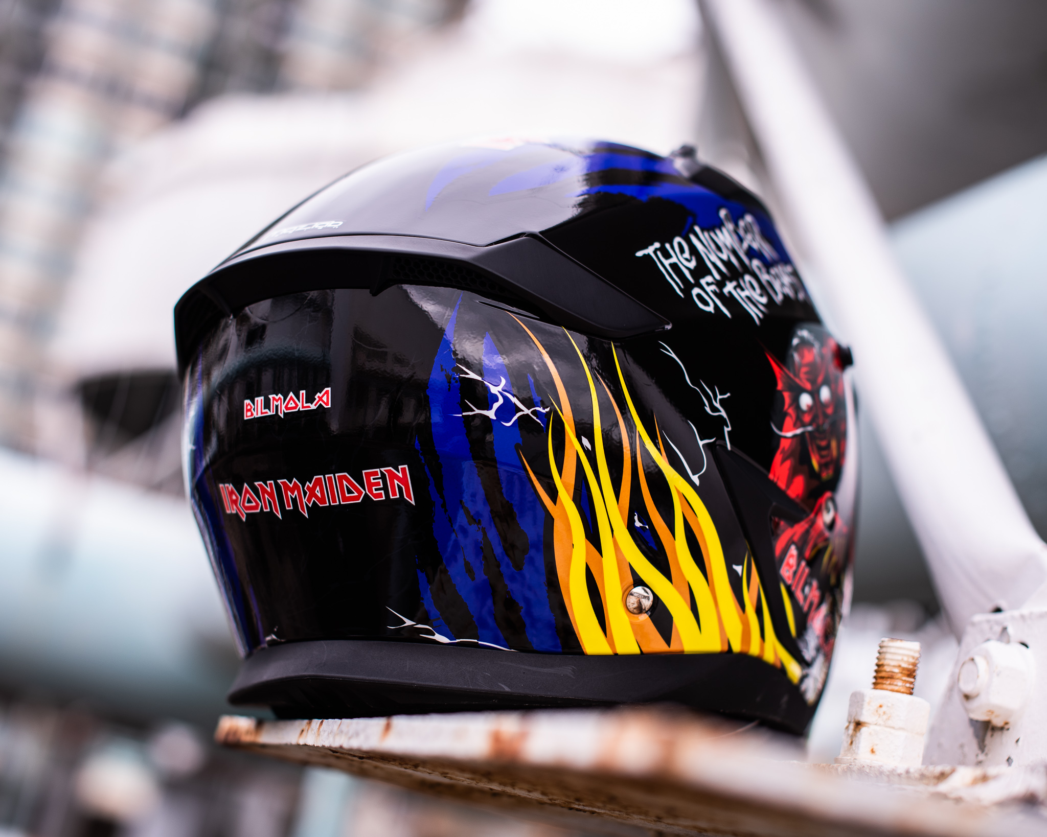 หมวกกันน็อคเต็มใบ Bilmola รุ่น SPIKER Iron Maiden LIMITED EDITION The Number of The Beast Blue