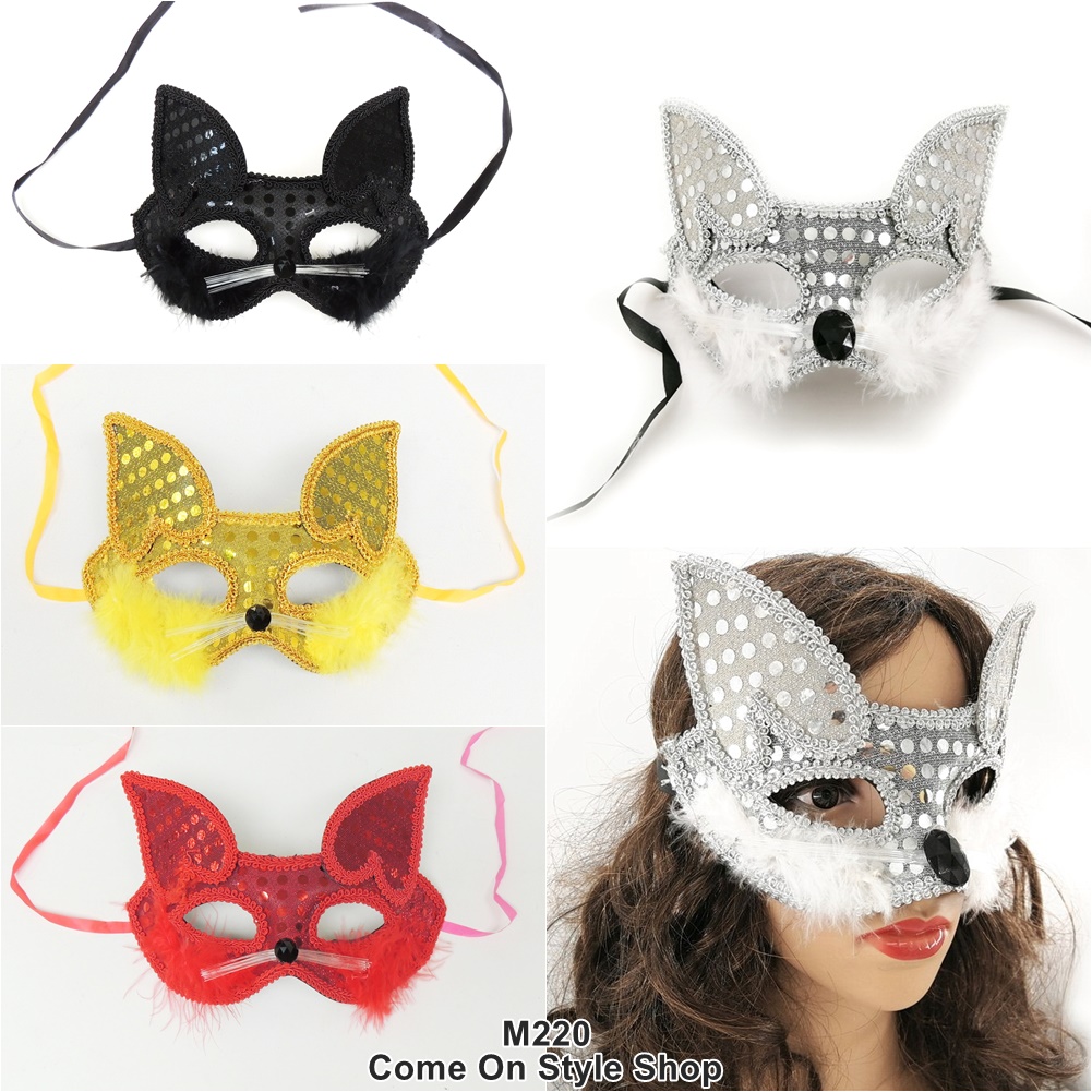 หน้ากากแมวเหมียวสาว ขนปุยเซ็กซี่ครึ่งหน้า หน้ากากแฟนซี ปาร์ตี้หน้ากาก Sexy Cat Mask Fashion Party Eye Masquerade Mask M220