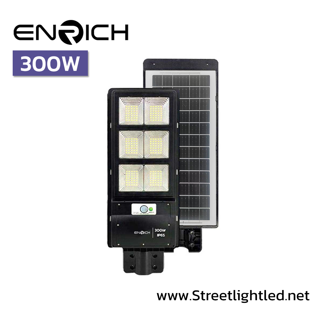 โคมไฟถนนโซล่าเซลล์ LED 300W ENRICH Sunlight All in one