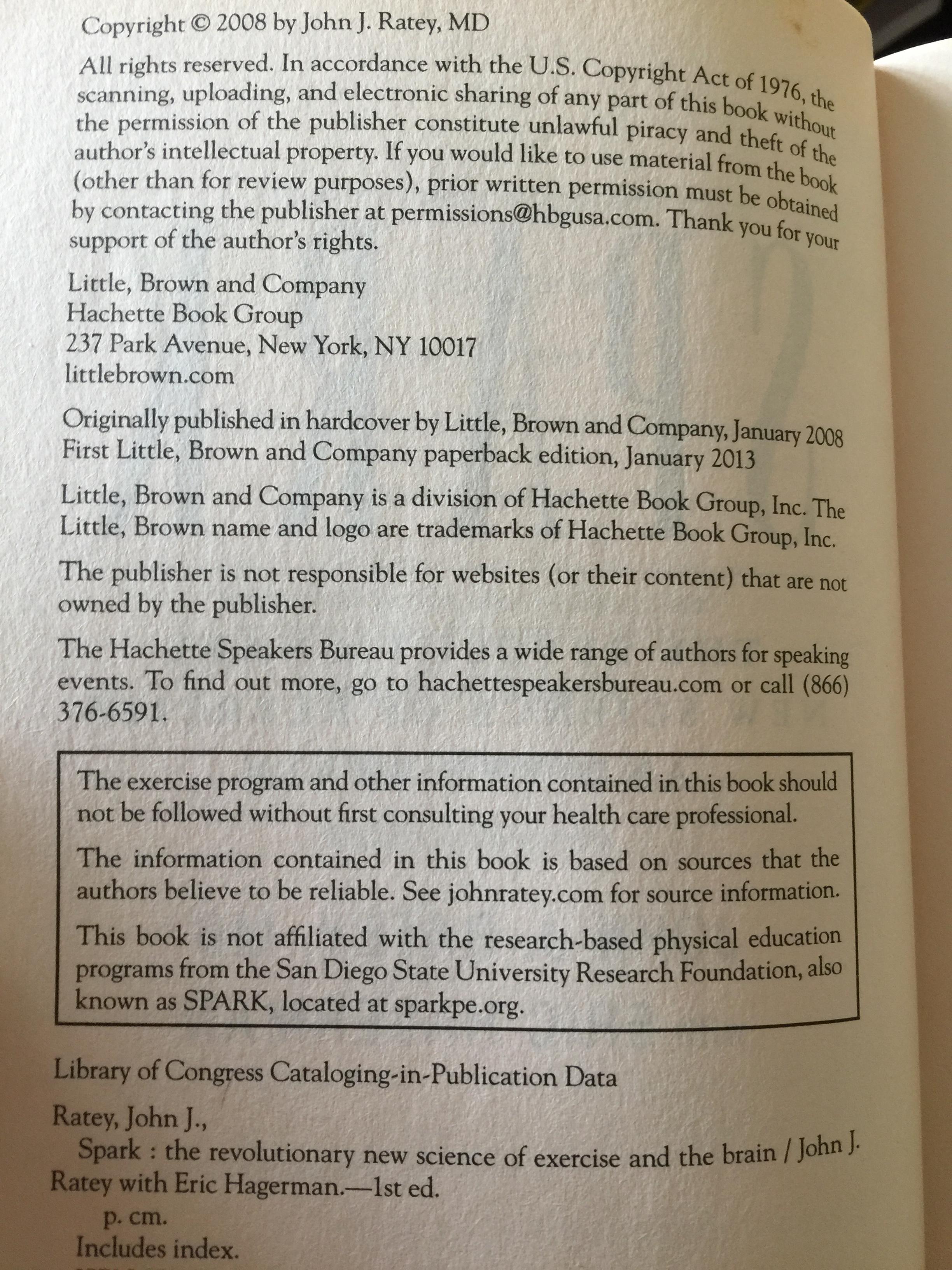 SPARK. THE REVOLUTIONARY NEW. SCIENCE OF EXERCISE AND THE BRAIN ผู้เขียน John J.RATEY 0 กก.