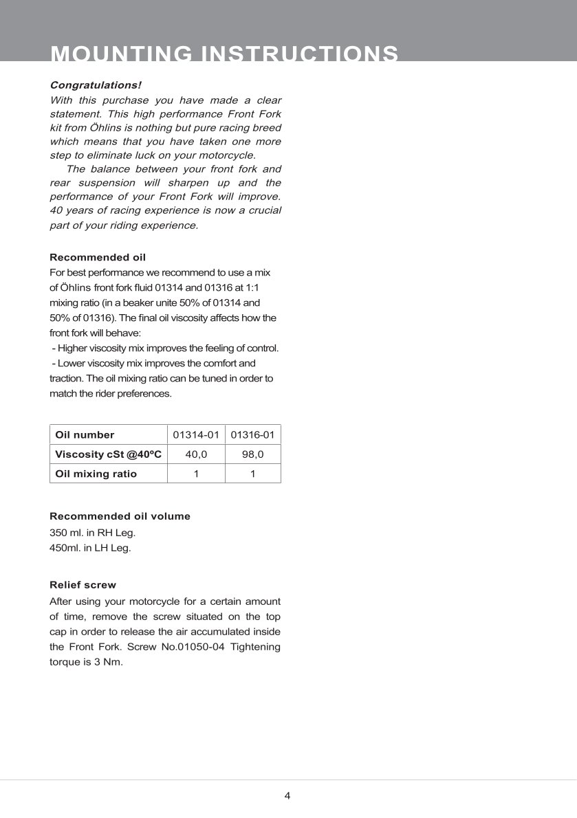 สปริงโช้คหน้า Ohlins FSK150 For Honda CB650R 2019-2020