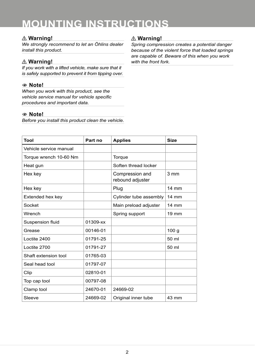 สปริงโช้คหน้า Ohlins FKR105 For Kawasaki ZX-10RR 2018-2023