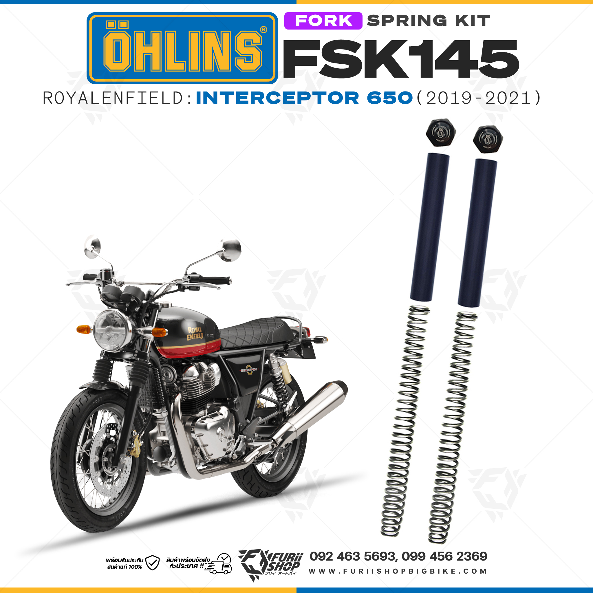 สปริงโช้คหน้า Ohlins FSK145 For Royal Enfield Interceptor 650 2019-2021