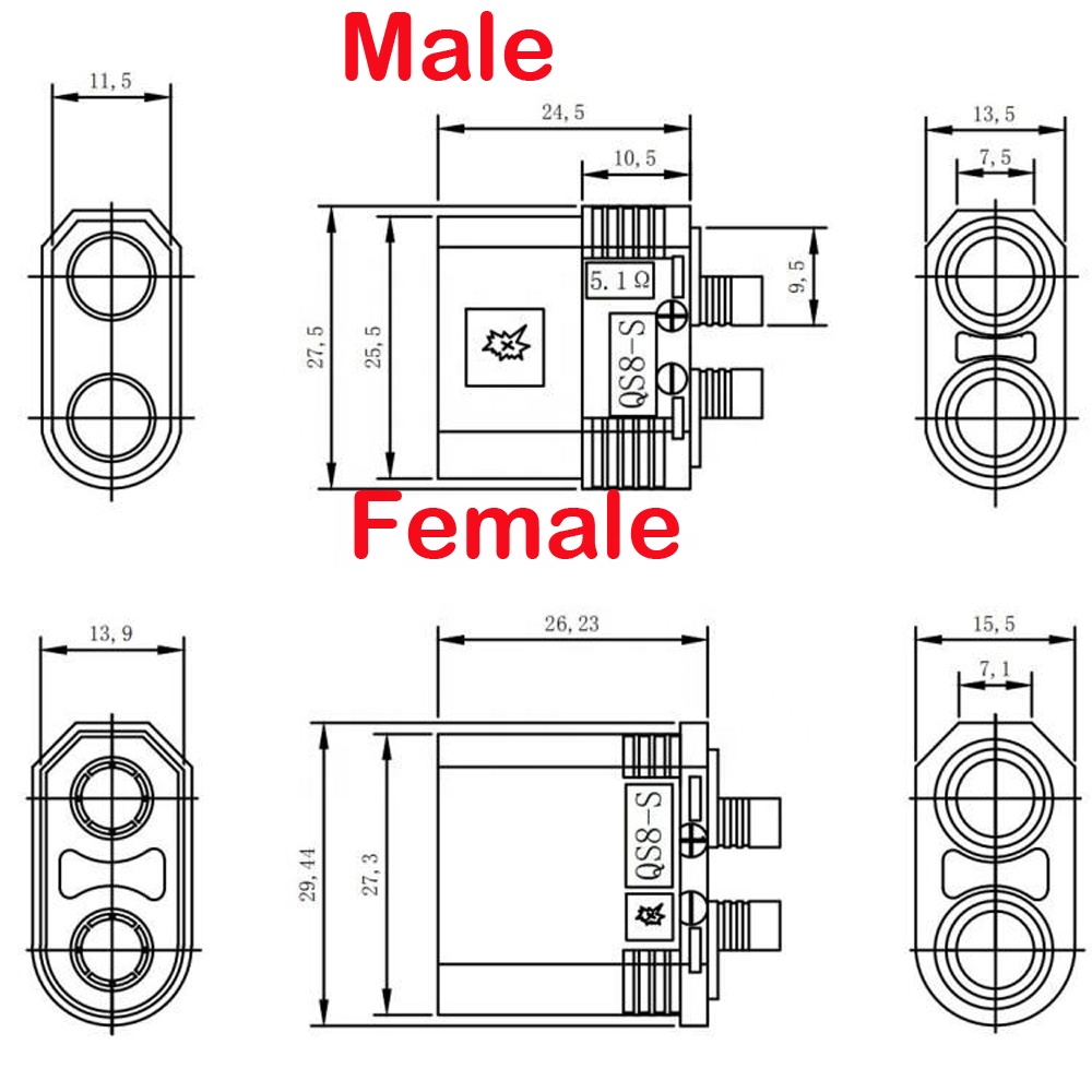 คอนเนกเตอร์ QS8-S 1 คู่ แบบมีฝาปิด