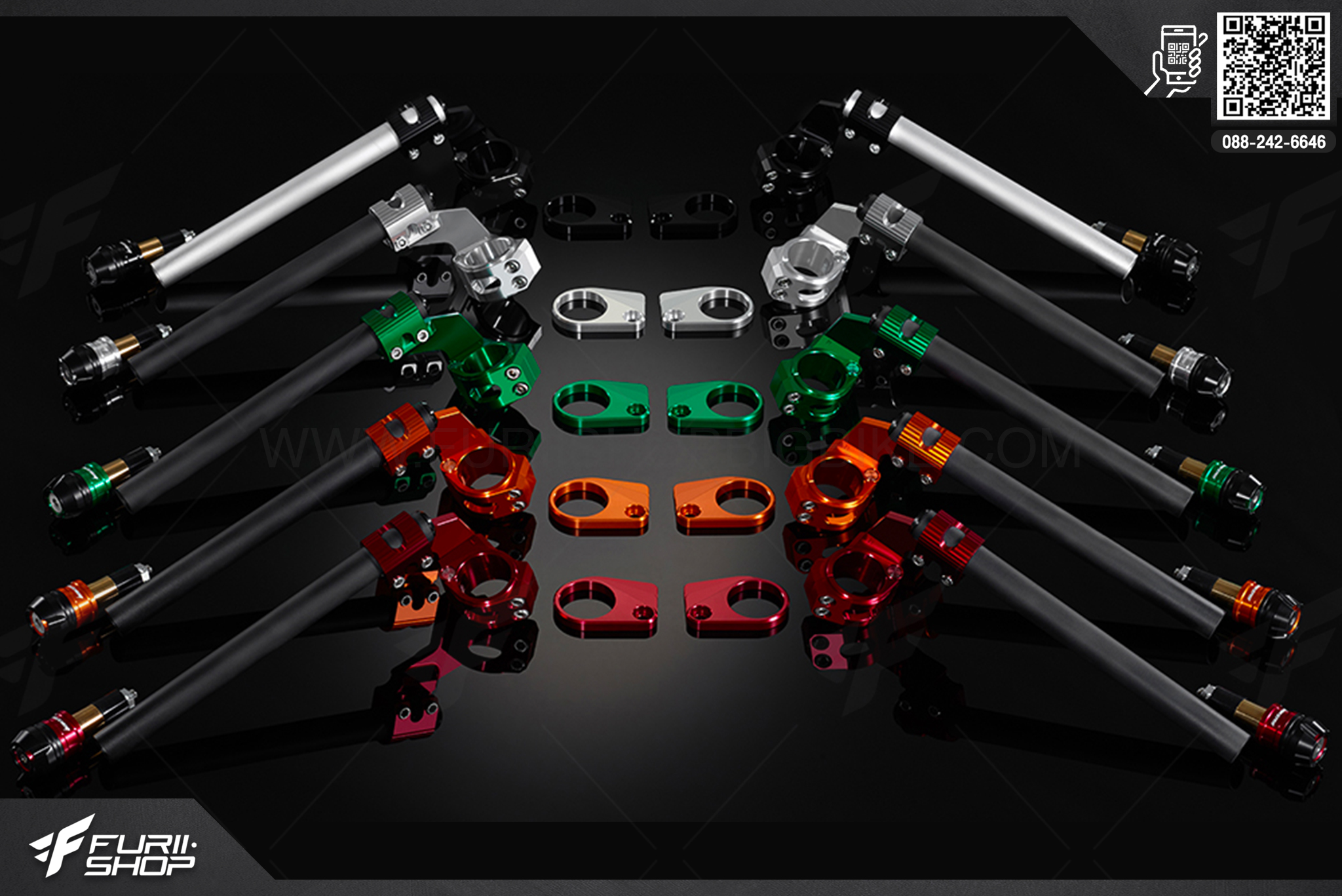 ตุ้มปลายแฮนด์ Adjustable Handle Bar Set with handle Bar caps (located under fork upper) Bikers Kawasaki Ninja300 ABS
