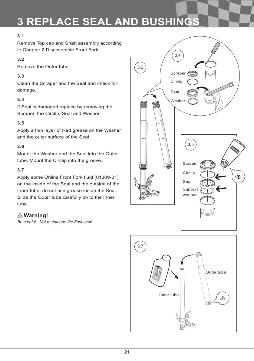 โช้คหน้า OHLINS FGR252 FOR Yamaha YZF R6 2017-2024