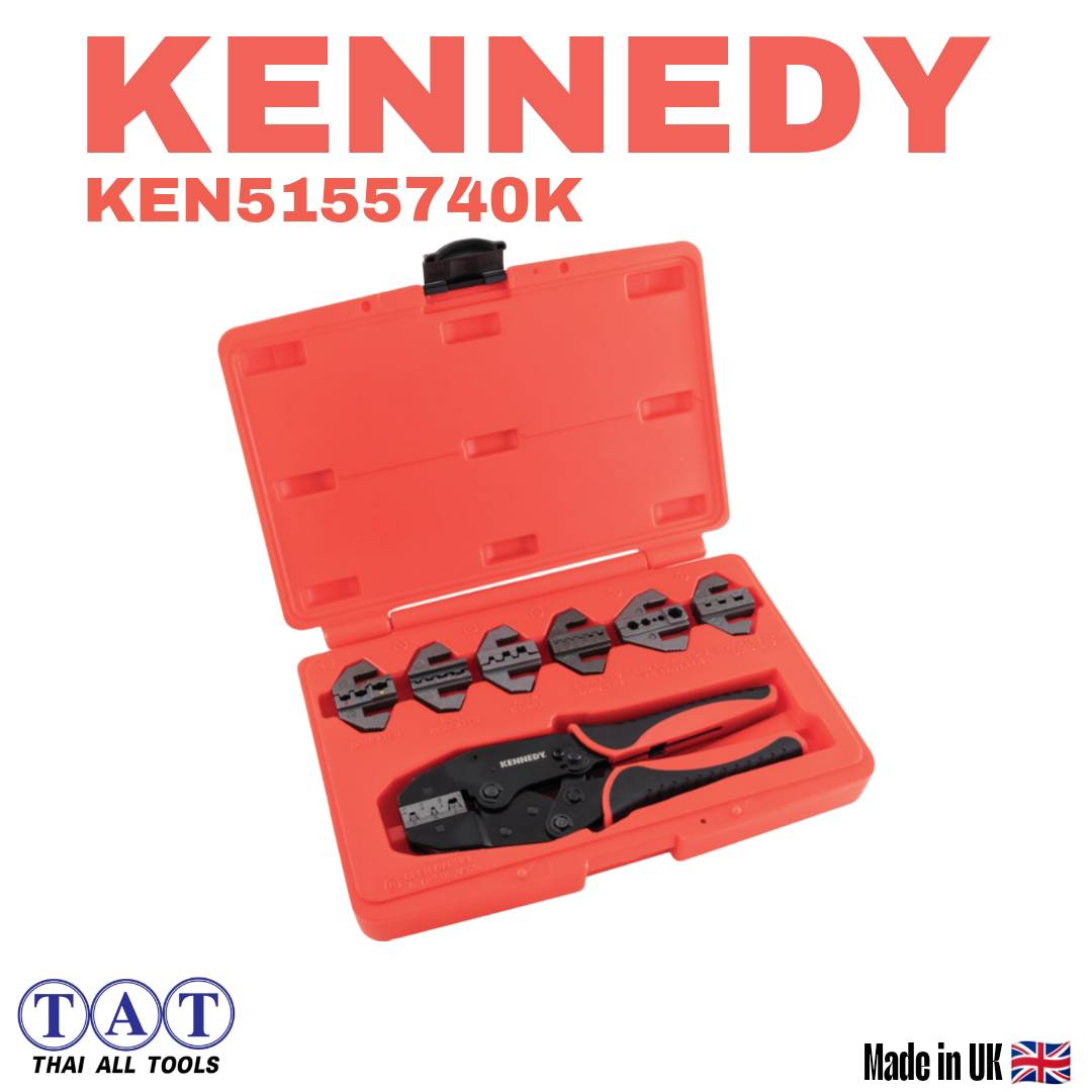 ชุดคีมย้ำ RATCHET CRIMPING TOOL C/WINTERCHANGEABLE JAWS 8PC KENNEDY