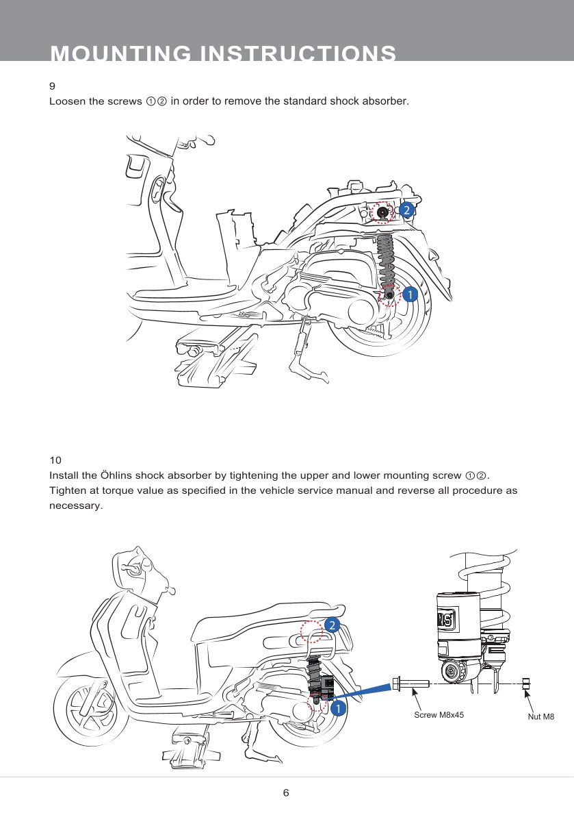 โช๊คหลังแต่ง Ohlins YA315 For Yamaha Fazzio 125 ปี 2022