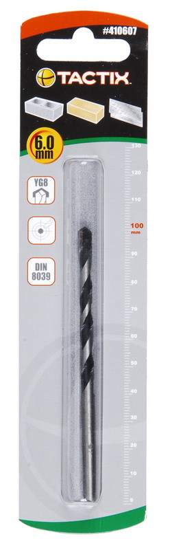 ดอกสว่านเจาะไม้/ปูน/เหล็ก (มิล) 410607 6มม. TACTIX