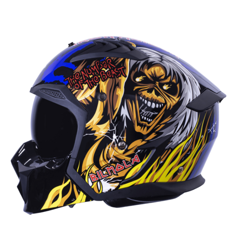 หมวกกันน็อคเต็มใบ Bilmola รุ่น SPIKER Iron Maiden LIMITED EDITION The Number of The Beast Blue