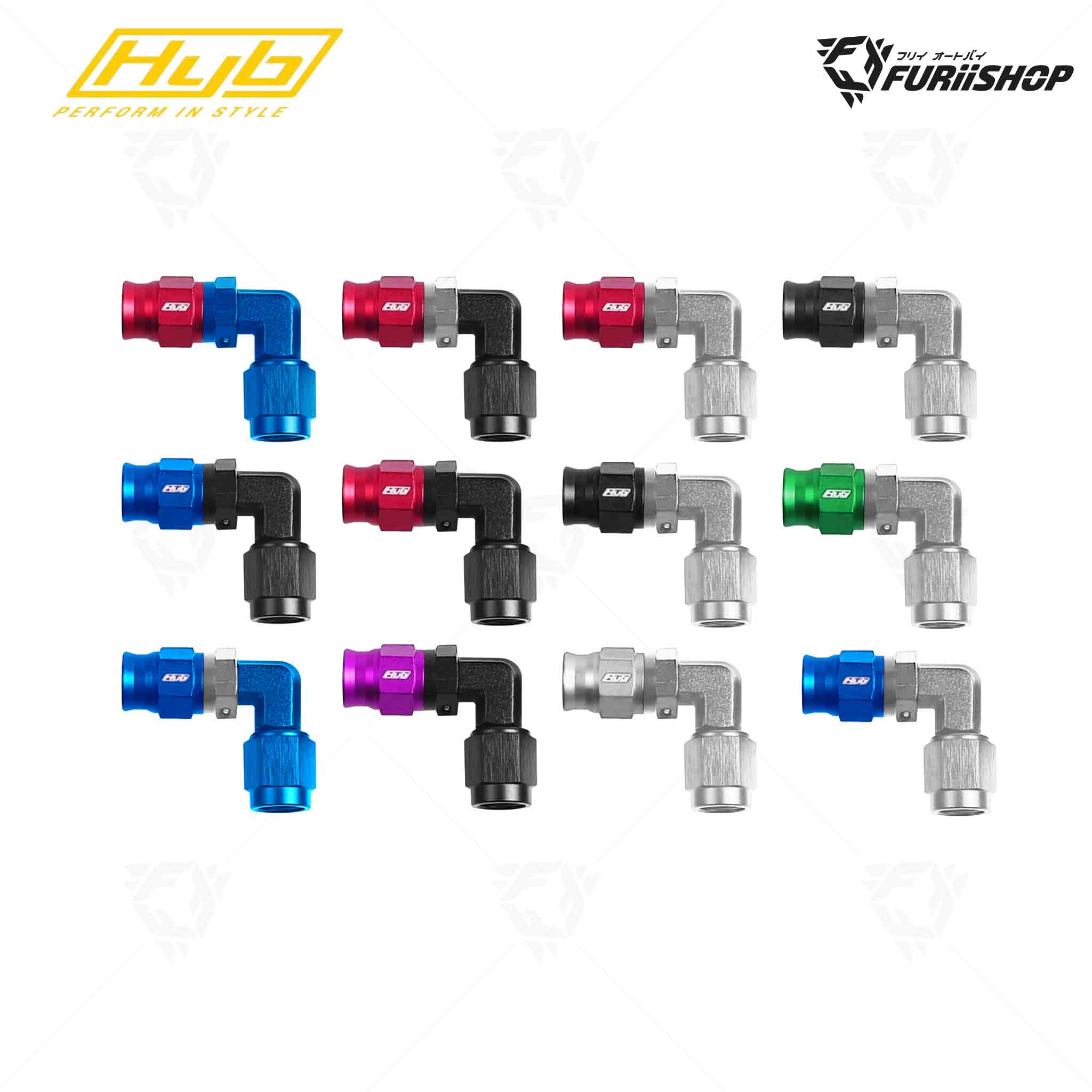 หัวเบรค 90 ° Fuel Line Hose End Fitting HYB AN3