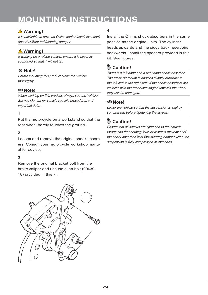 โช๊คหลังแต่ง Ohlins YA427 For Yamaha V-Max ปี 1985-2005