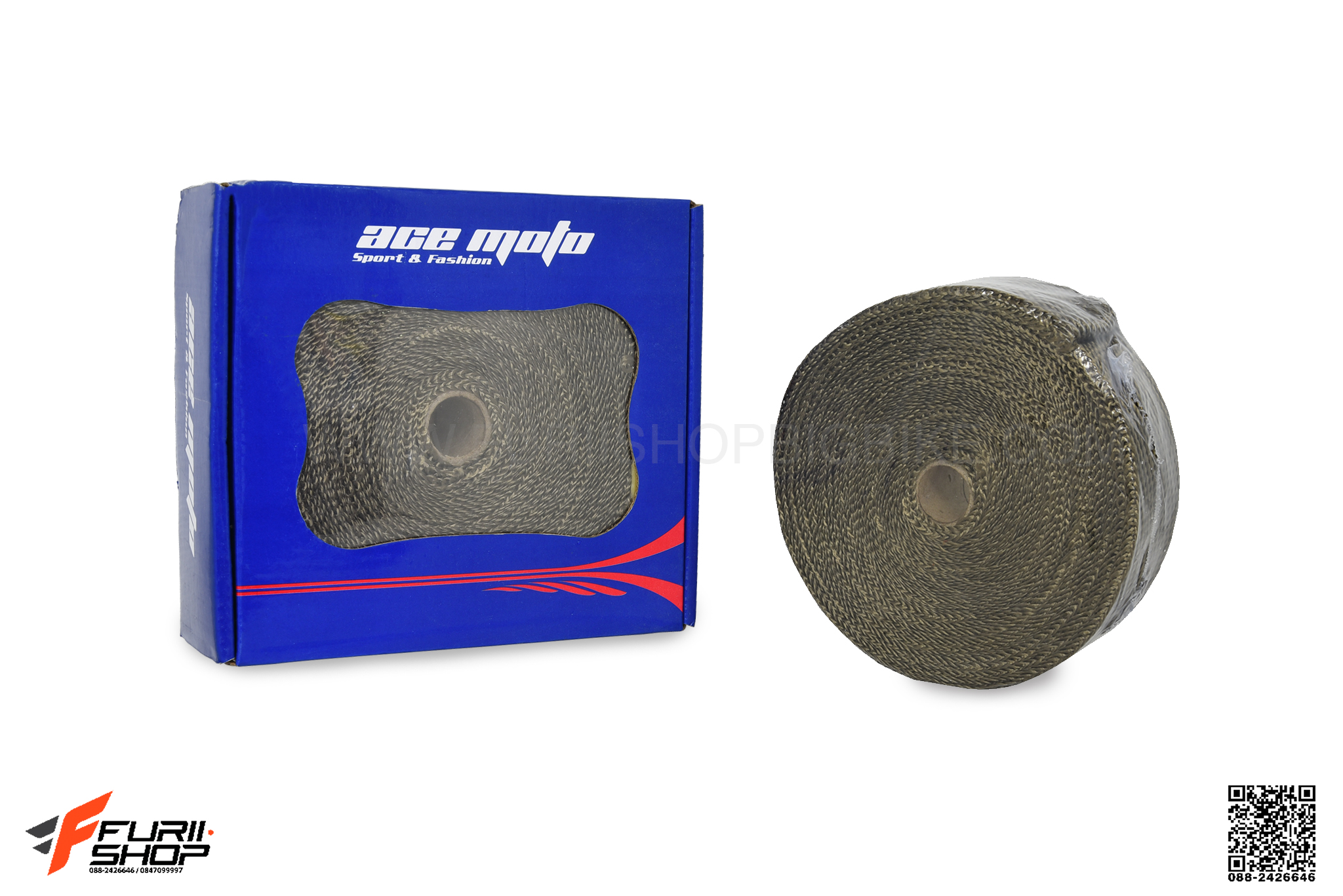 ผ้าพันท่อมอเตอร์ไซค์ ACE MOTO ขนาด 15 cm ท่อแต่ง ท่อสูตร ท่อบิ๊กไบค์ ท่อBigbike ท่อไอเสีย