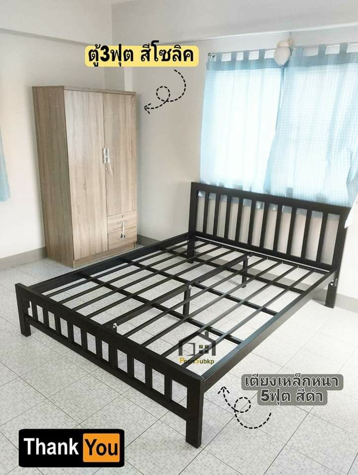 เตียงเหล็กอย่างหนา ขา3นิ้ว
