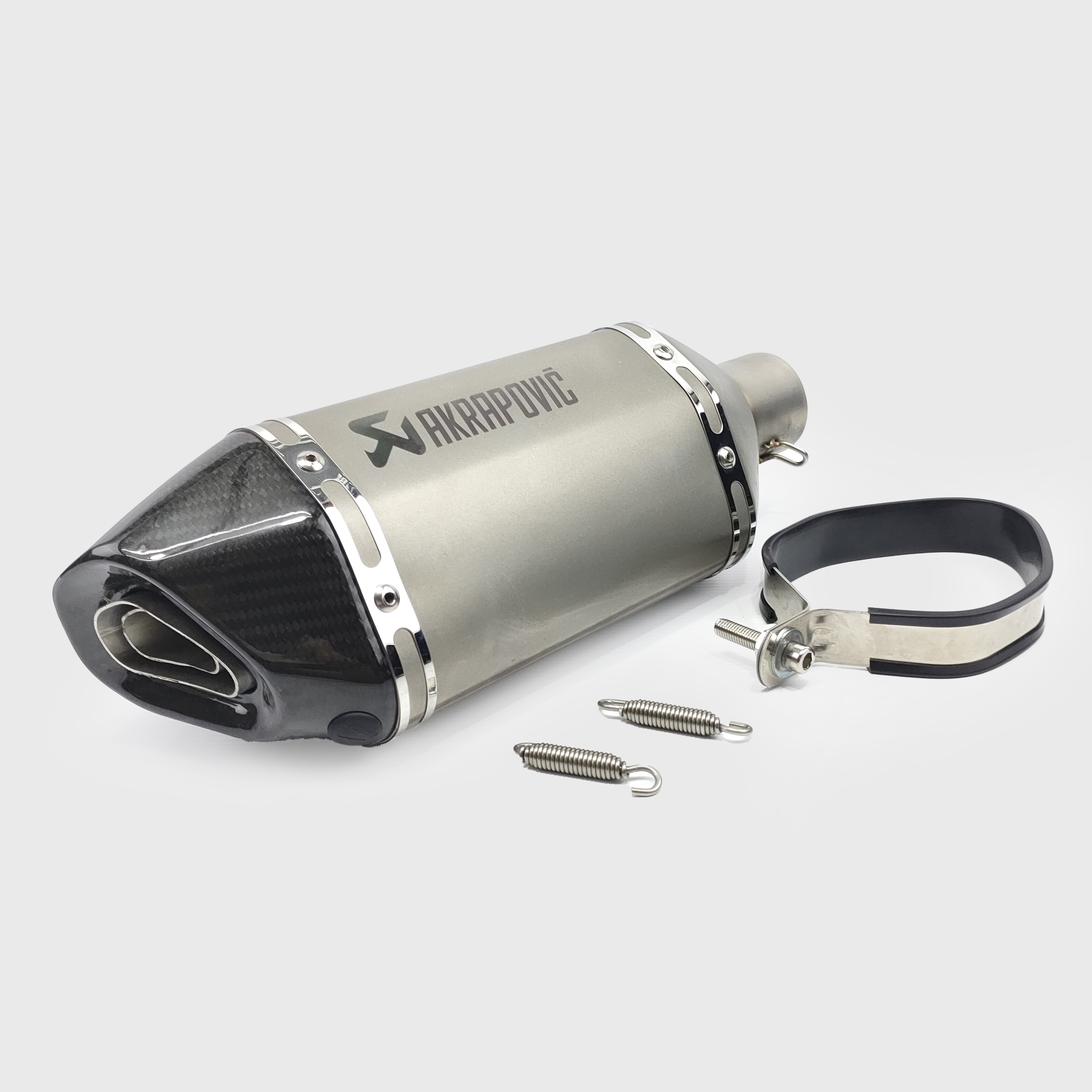 ปลายท่อสูตร ปลายท่อแต่ง Akrapovic สวมคอ 2 นิ้ว ยาว 14 นิ้ว ทรงอ้วนสั้นปลายคาร์บอน