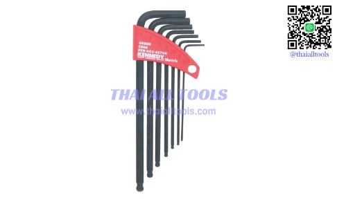 ชุดประแจหกเหลี่ยมหัวบอล สีดำ METRIC L-WRENCH BALL DRIVER SET (7-PCE) KENNEDY