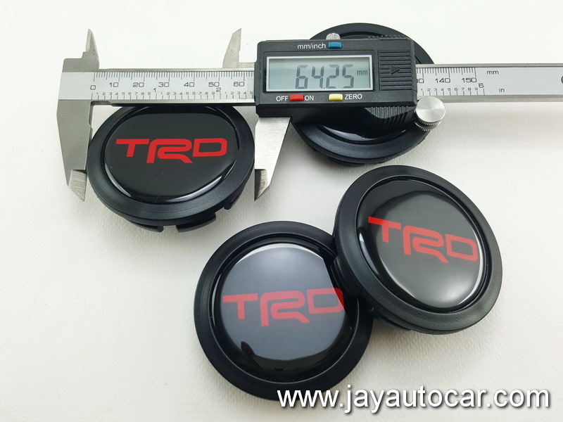 ฝาล้อรถยนต์ สีดำ สำหรับ ล้อแม็ก สติ๊กเกอร์ TRD ขนาด 58 มิล 1ชุด 4ชิ้น 58mm.