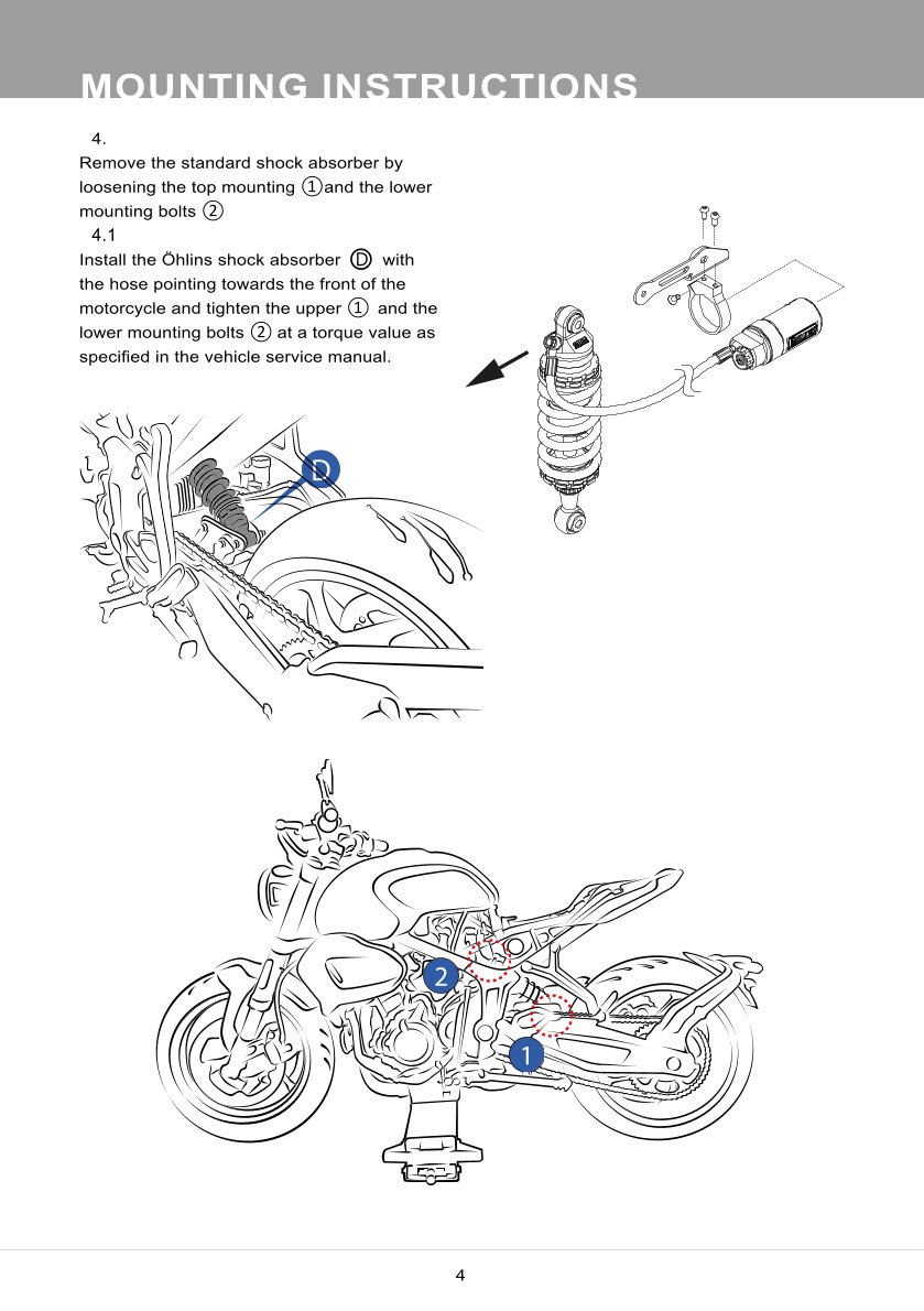 โช๊คหลังแต่ง Ohlins TR135 For Triumph Trident 660 ปี 2021