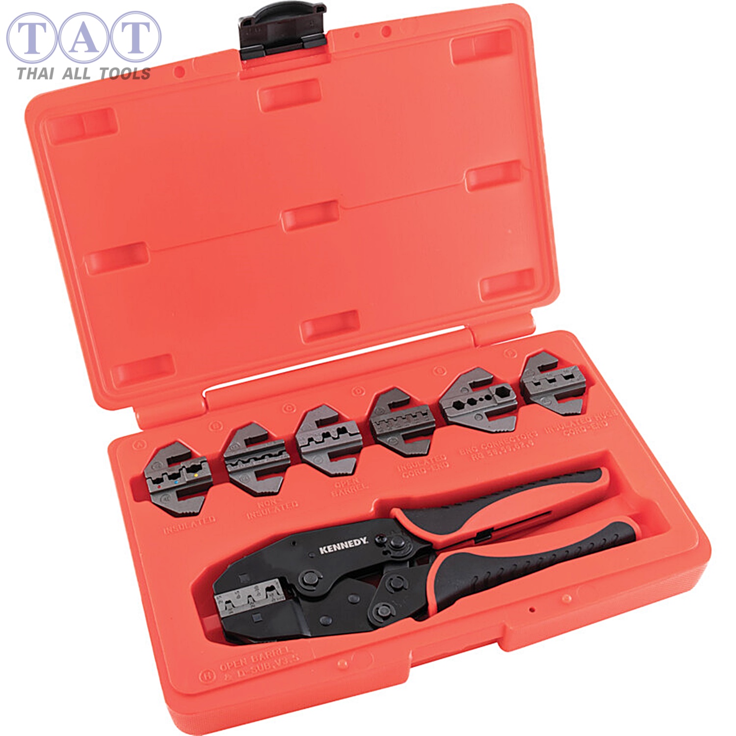 ชุดคีมย้ำ RATCHET CRIMPING TOOL C/WINTERCHANGEABLE JAWS 8PC KENNEDY