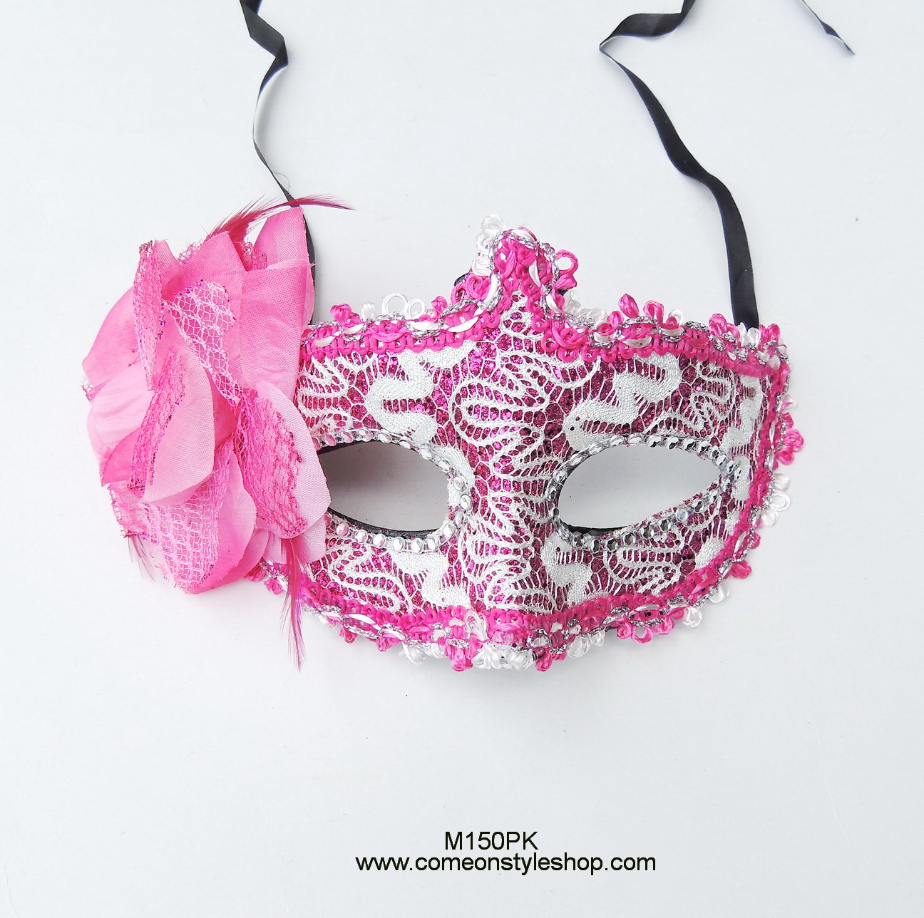 หน้ากากปาร์ตี้สไตล์เวนิสประดับดอกไม้ หน้ากากออกงาน ปาร์ตี้ การแสดง Fancy Masquerade 