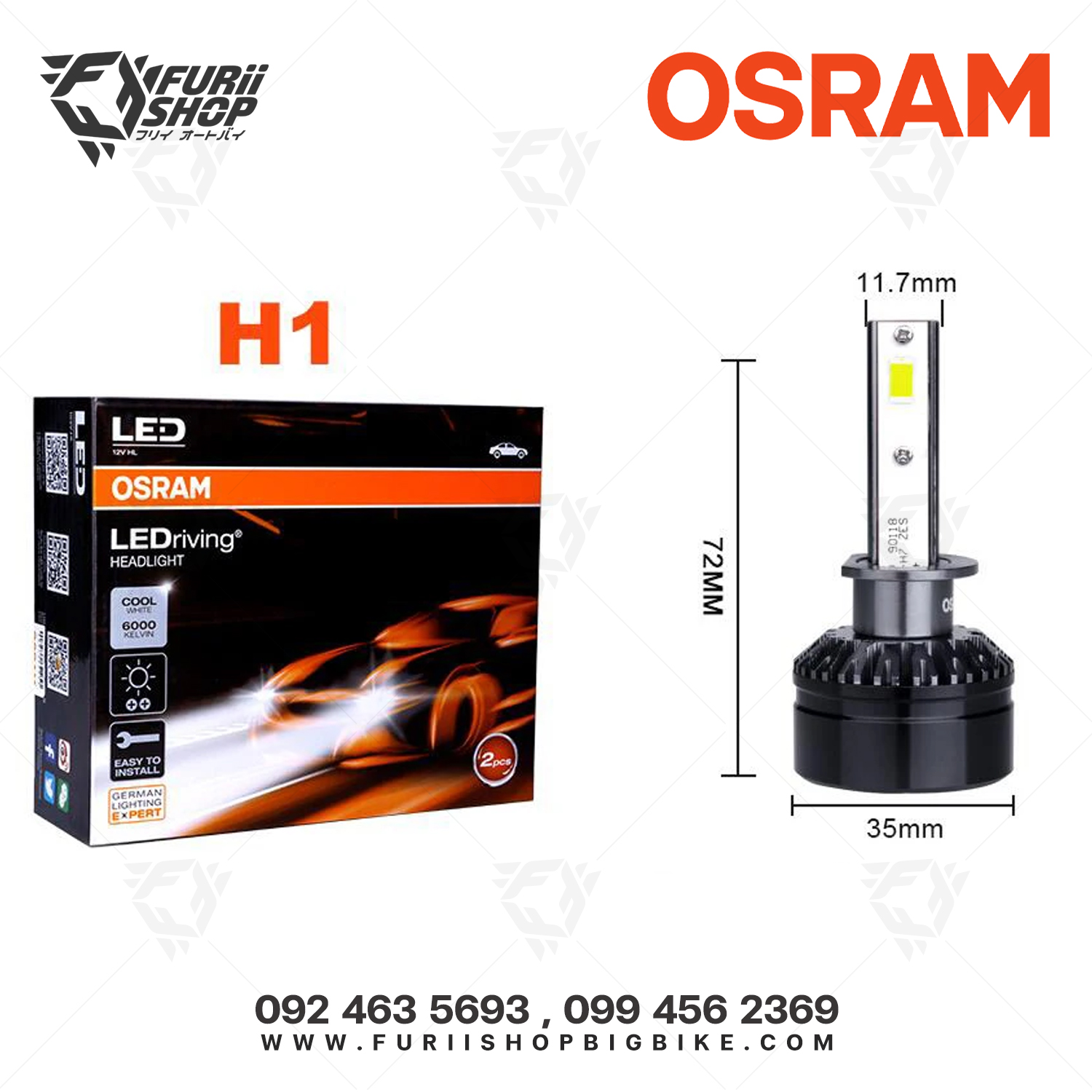 หลอดไฟ OSRAM Super LED: H4 / H7 / H11 HIR2
