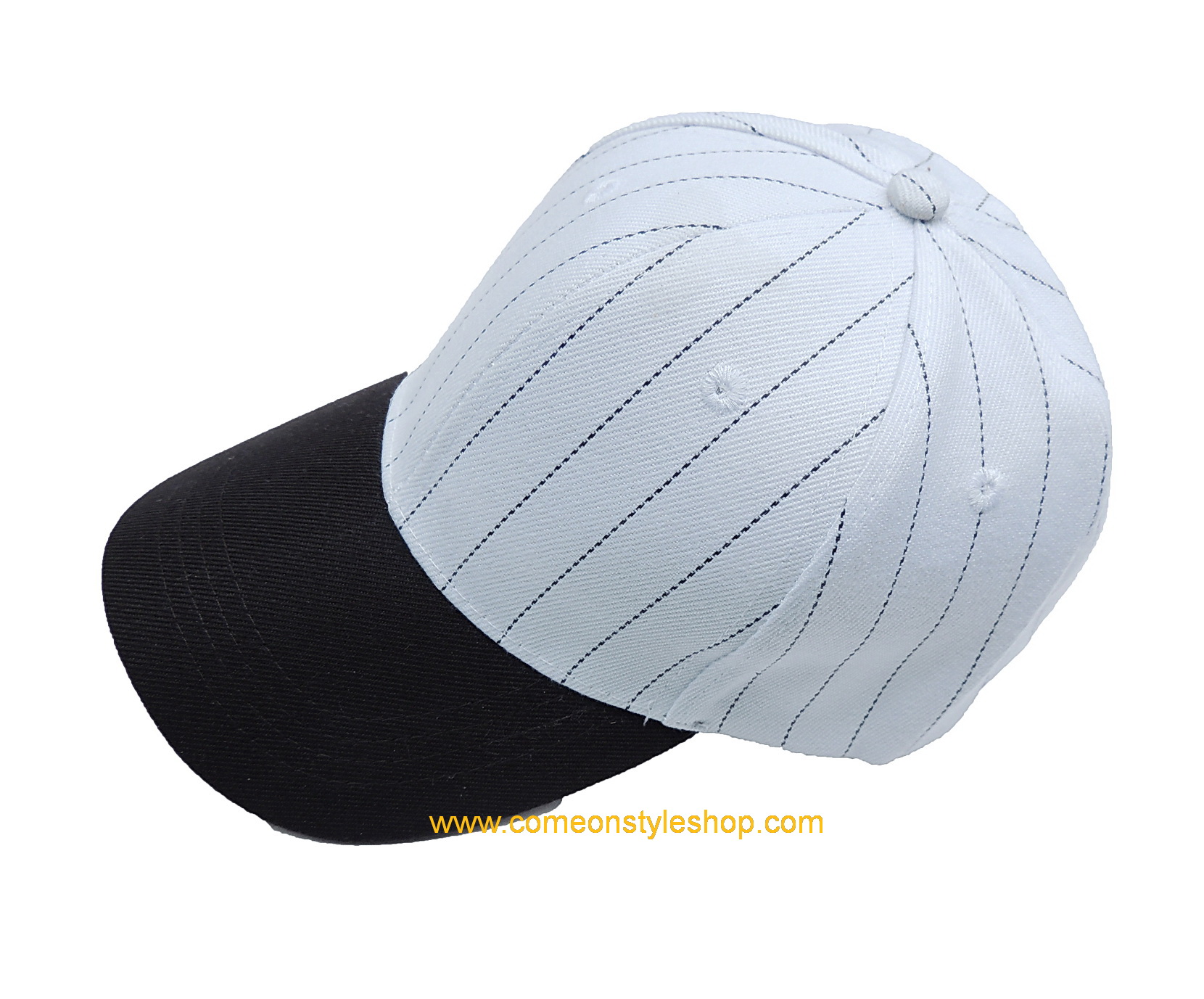 หมวกแก๊ปเบสบอล สีขาวปีกดำ Baseball Cap black and white