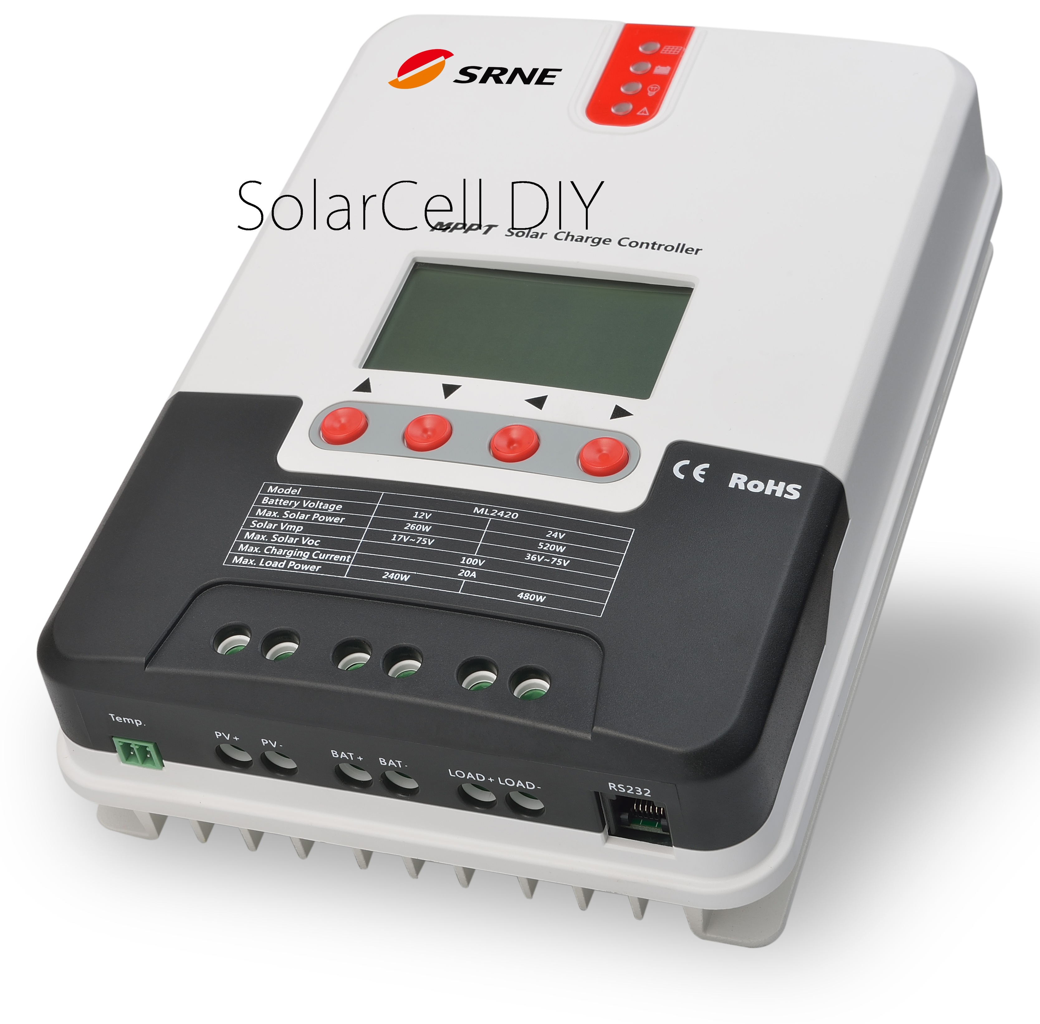 โซล่าชาร์จเจอร์ SRNE ML MC MPPT (12V 24V Auto) ขนาด 20A - 40A 12v 24v ประกัน3ปีของในไทย