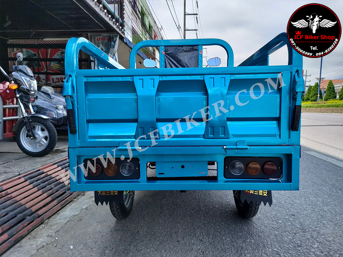 รถบรรทุกสามล้อไฟฟ้าเอนกประสงค์ มอเตอร์ 990 w แบตเตอรี่ 72v 20 ah สามารถบรรทุกของหนักได้ 850 kg. ใช้ขนย้ายพืชผลทางการเกษตรได้ ไปสวนไปไร่ไปนา ขนของ ขนดินทราย เหมาะกับการใช้งานได้ทุกประเภท