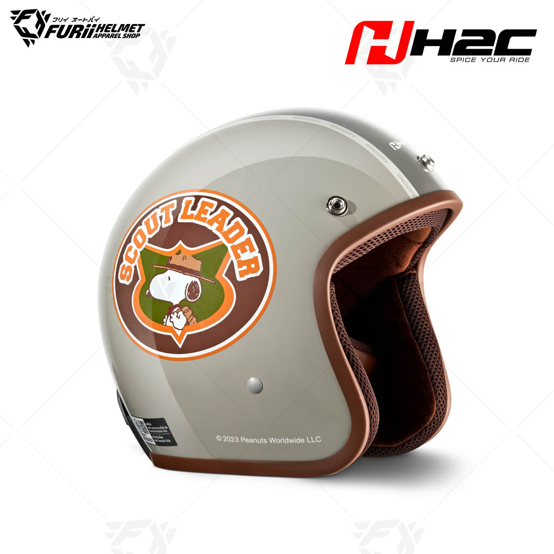 หมวกกันน็อค H2C : SNOOPY BROWN (Free Size)