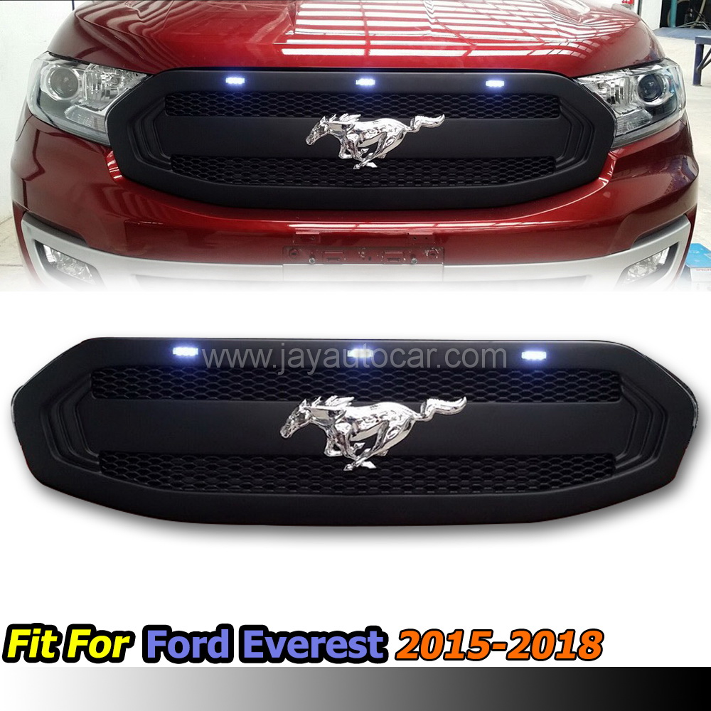 กระจังหน้าแต่ง กระจังหน้าโลโก้ม้ามัสแตง Style Mustung ไฟ LED 3จุด FORD EVEREST 2018 สำหรับ ฟอร์ด เอเวอเรสต์ ปี 2018