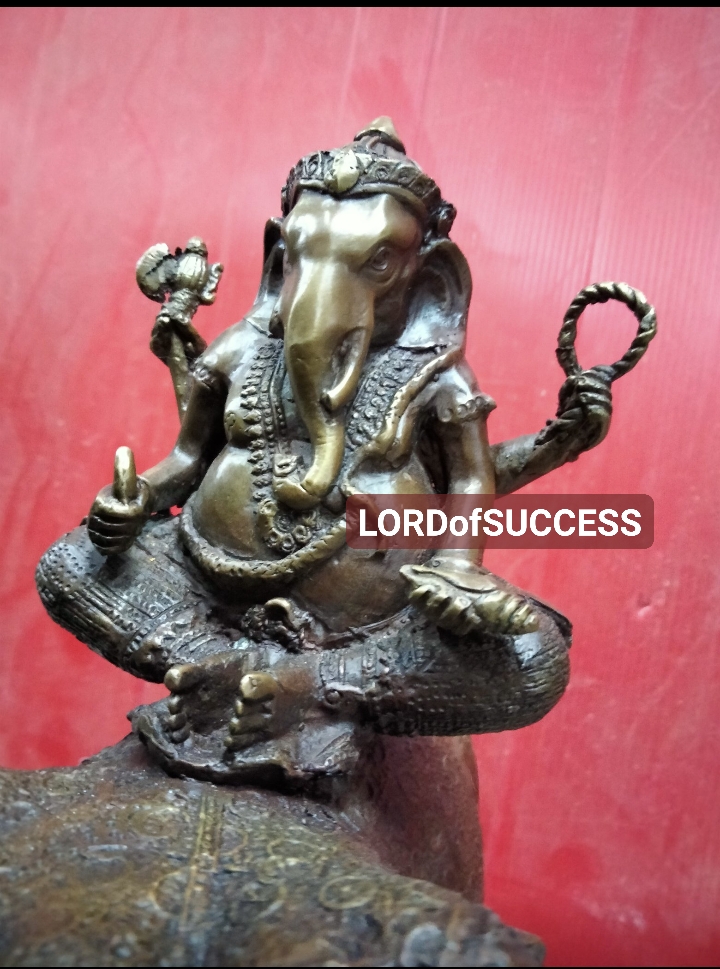 พระพิฆเนศทรงช้างเอราวัณ เนื้อทองเหลือง สูง 12 นิ้ว