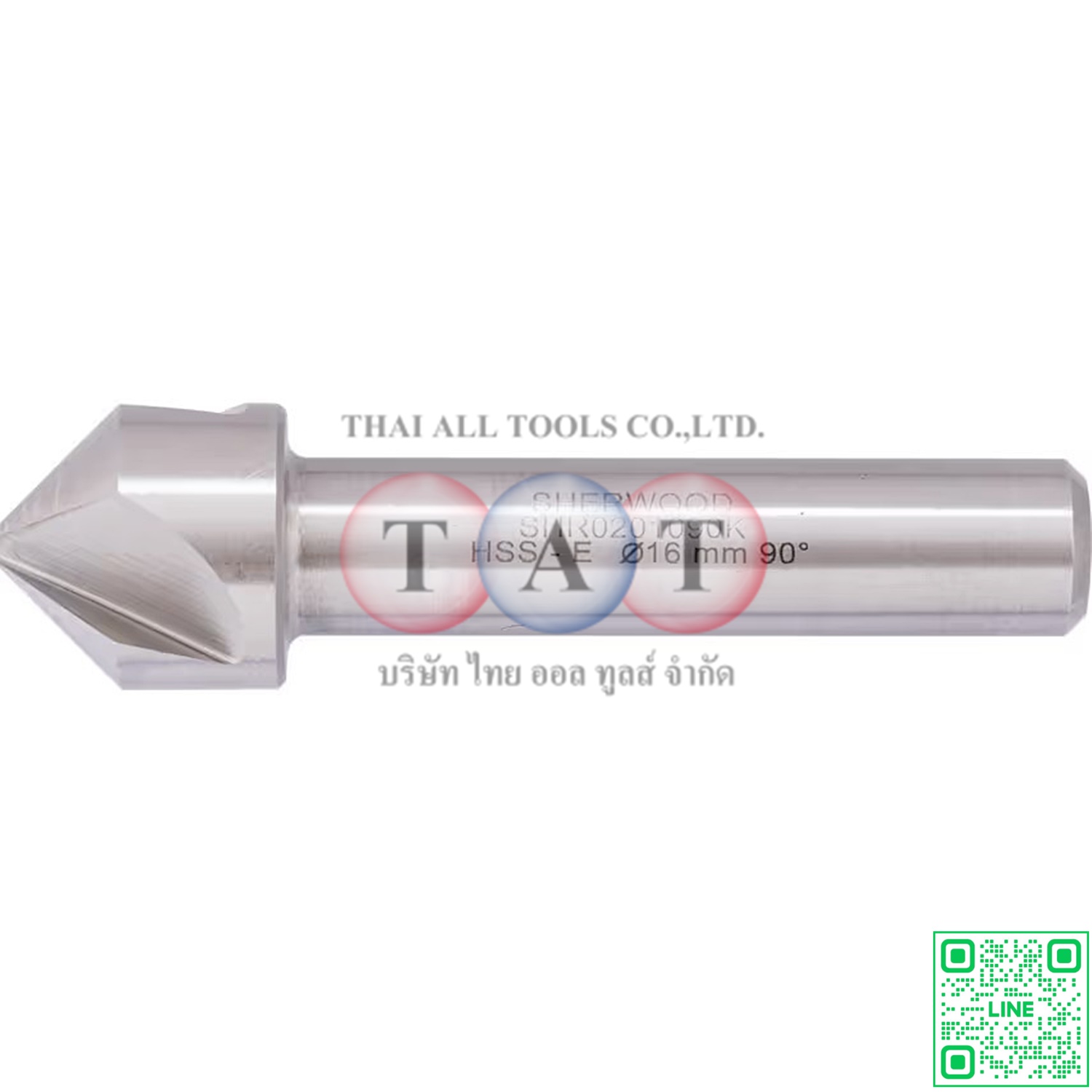 SHR0201090K Sherwood 90°, Countersink, 16mm, Straight Shank, 3 fl, Cobalt High Speed Steel
