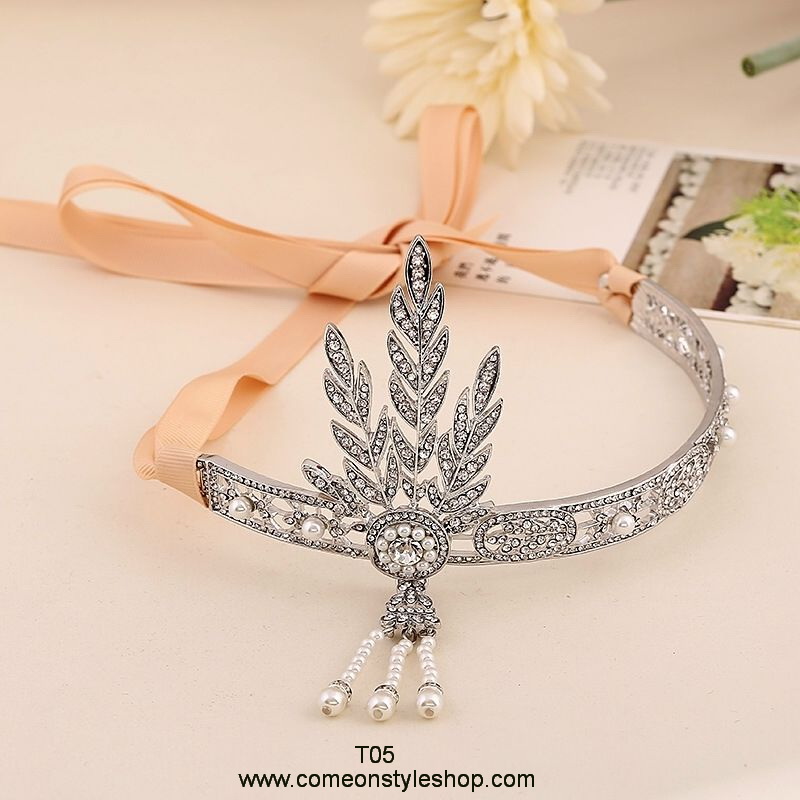 ประดับผมเทียร่า Tiera จากภาพยนต์ The Great Gatsby รุ่นพรีเมียม เครื่องประดับออกงาน การแสดง แต่งงานสไตล์แกสบี้