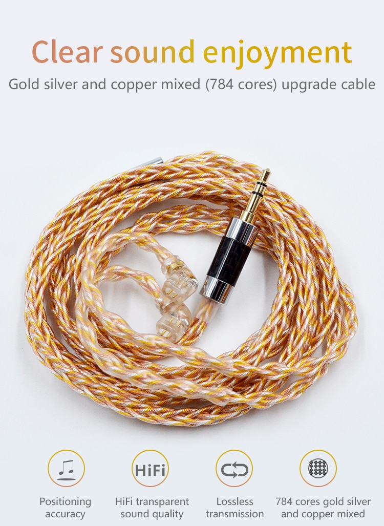 ขาย KZ NEO GOLDSILVER สายอัพเกรดหูฟัง สำหรับหูฟัง KZ ขั้วพินC