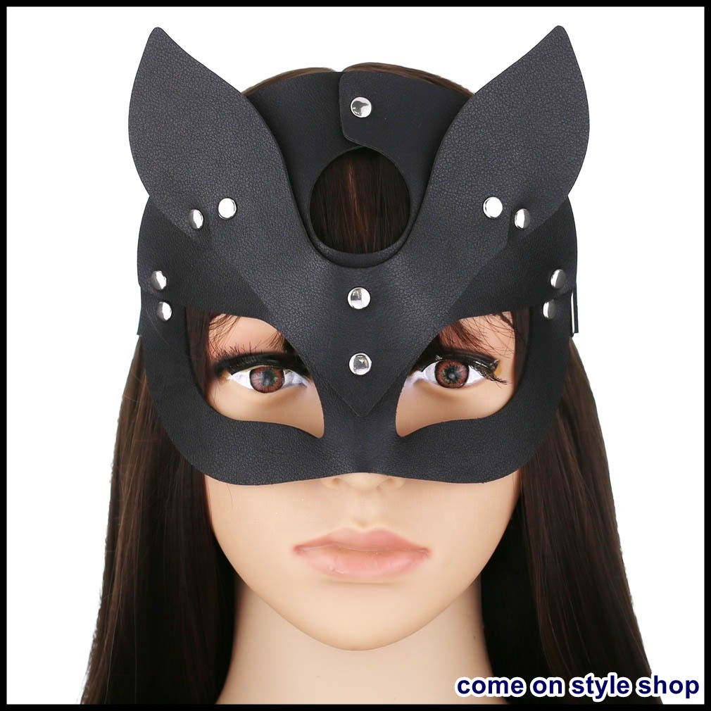 หน้ากากนางแมวป่า Catwoman เซ็กซ์ซี่ เร้าใจ หน้ากากออกงาน การแสดง ปาร์ตี้ส่วนตัว คอสเพลย์ Sexy Catwoman Half face Cosplay Leather Mask