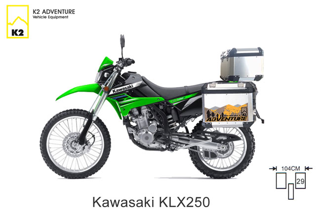 กล่องข้าง ปี๊บ 3 ใบ พร้อมแร็ค&เพลท K2 PRO 29L&40L FOR KAWASAKI KLX250, D-Tracker250